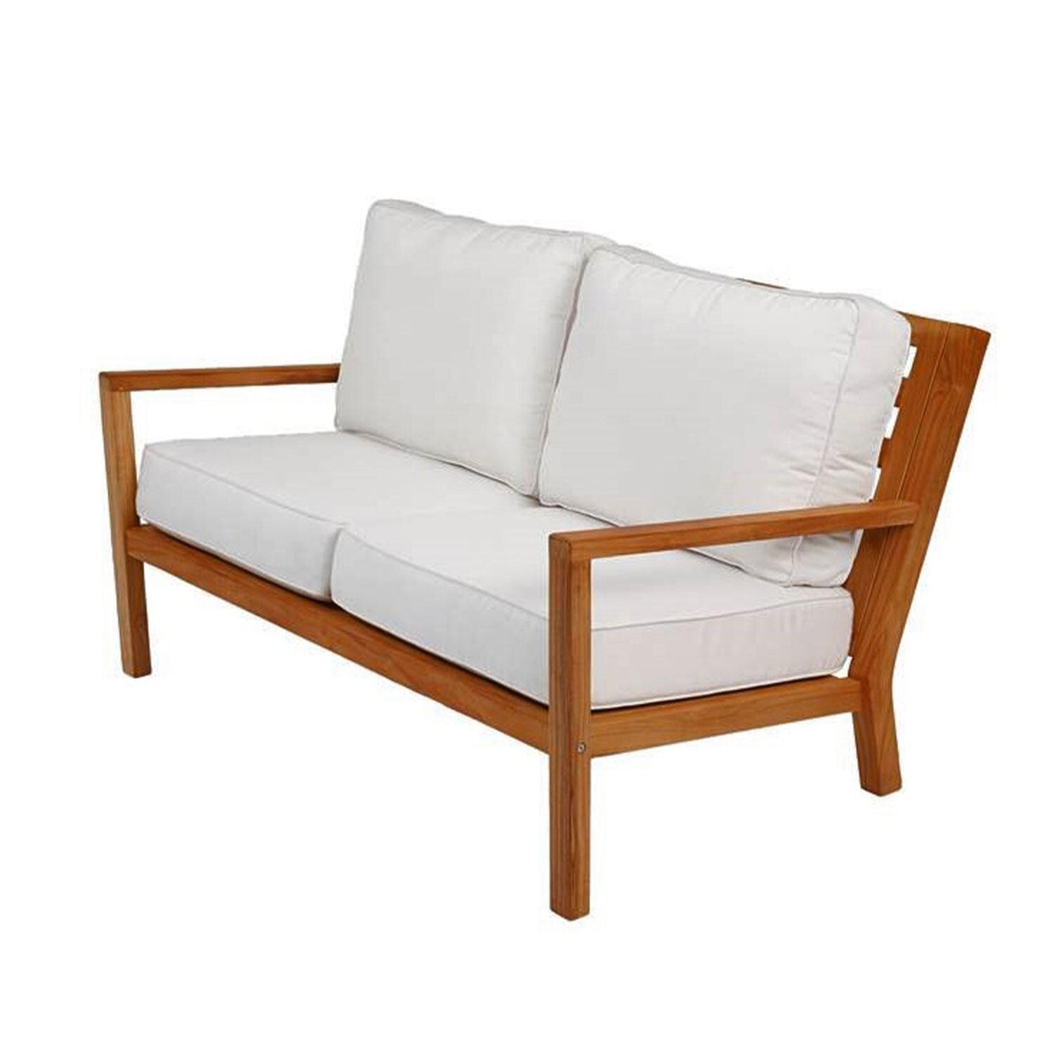Coastal 5 Pc Seating Set w/ Coffee & Side Table in White by Royal Teak Collection - Loveseat - Display - White Background thumbnail