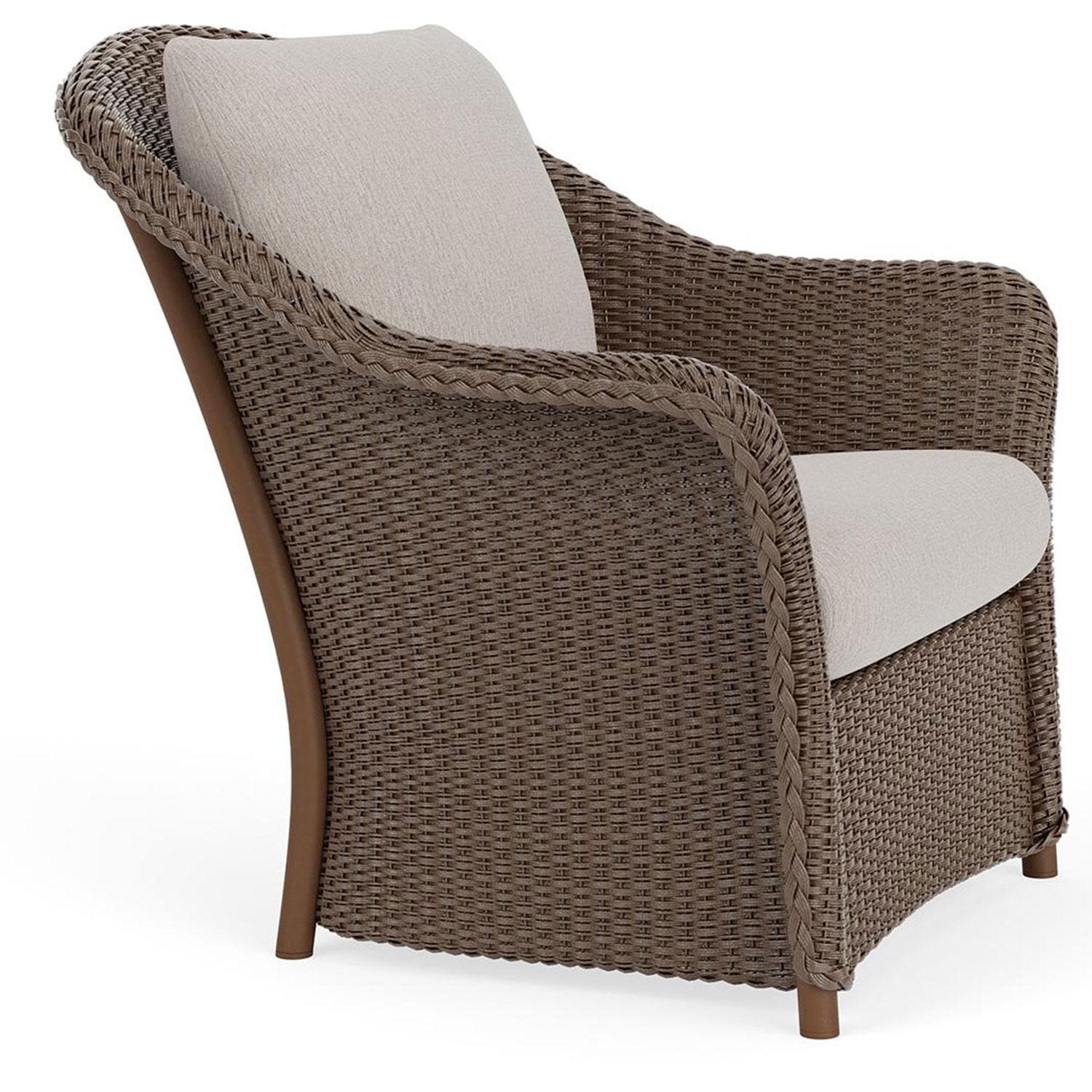 Lloyd Flanders Weekend Retreat Lounge Chair in Bark Finish W/ Remy Cloud Fabric - Angled thumbnail