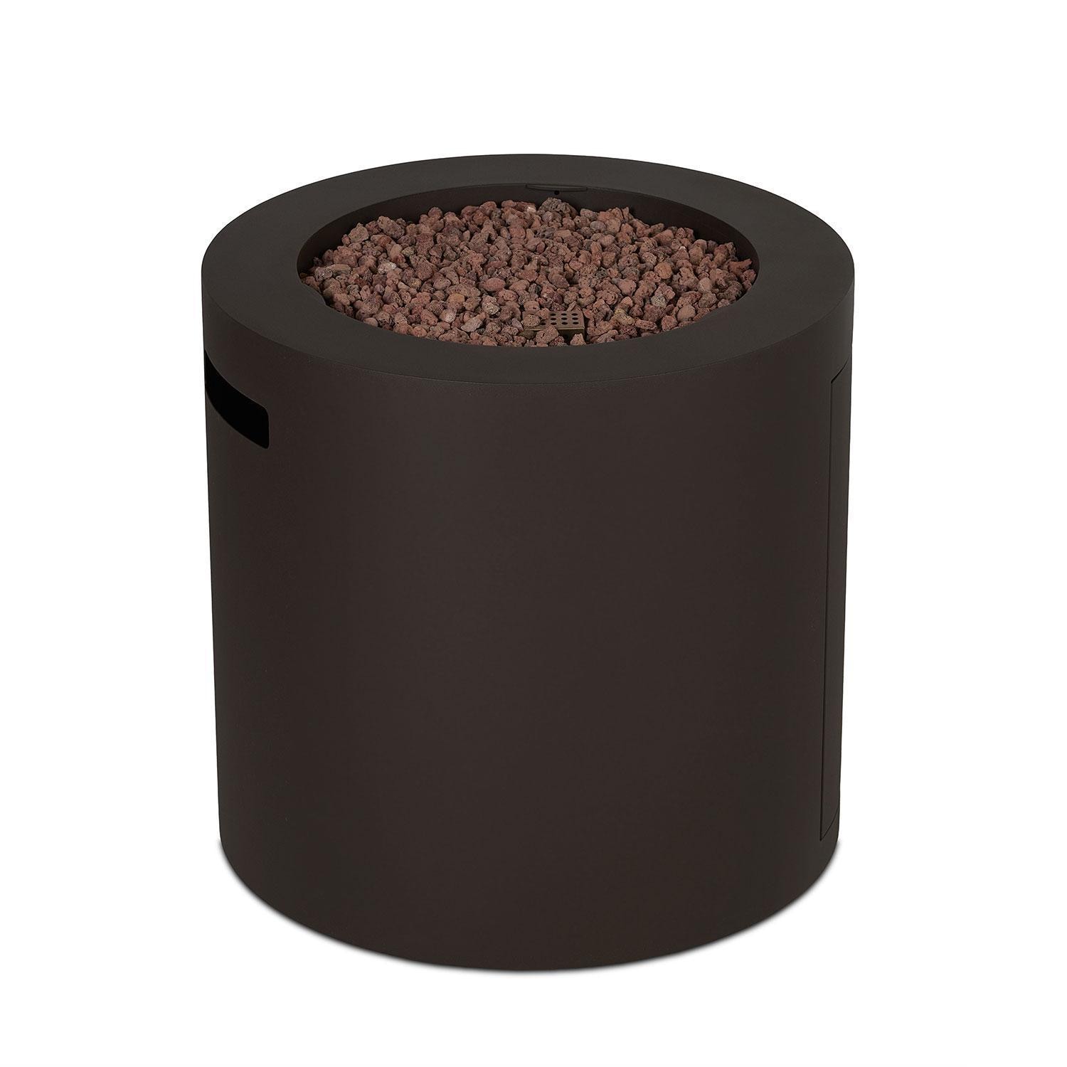 Elysian 24-in Round Steel Propane Fire Pit Table w/ Hidden Tank in Dark Bronze by Lakeview Outdoor Designs - Top View - White Background thumbnail
