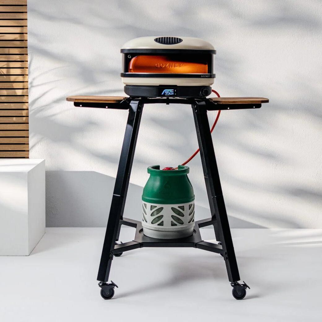 Gozney GAPOBUS1624 Black Arc XL Propane Pizza Oven Essentials Bundle - Included AA1786 Arc Stand - Shown w/ Bone Finish Oven - Lifestyle thumbnail
