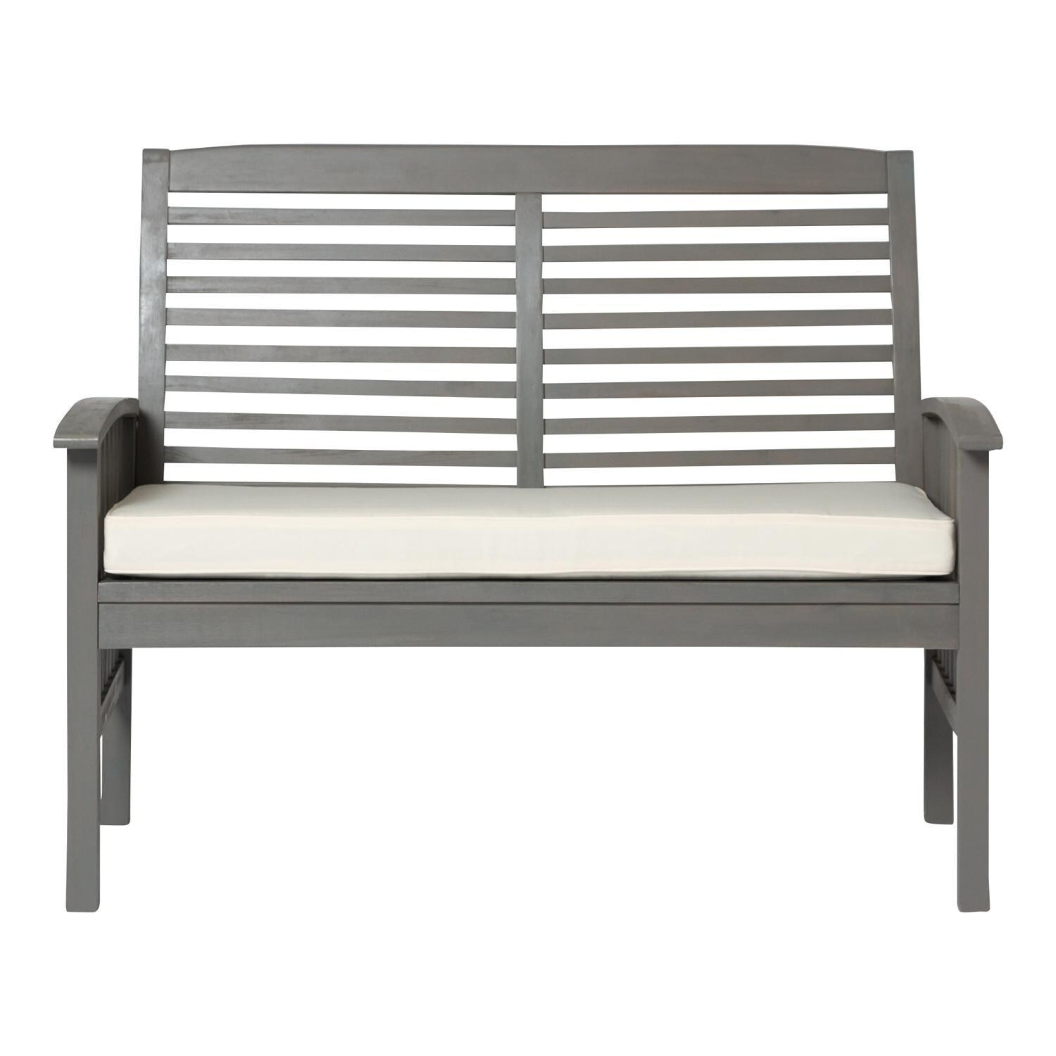 Ultimate Patio Horizon Way Acacia Patio Loveseat W/ Off-White Cushion - Gray Wash - Front View thumbnail