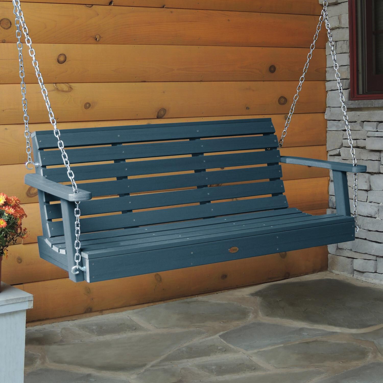 Elm Pointe 5 Ft Recycled Plastic Porch Swing in Nantucket Blue by Lakeview Outdoor Designs