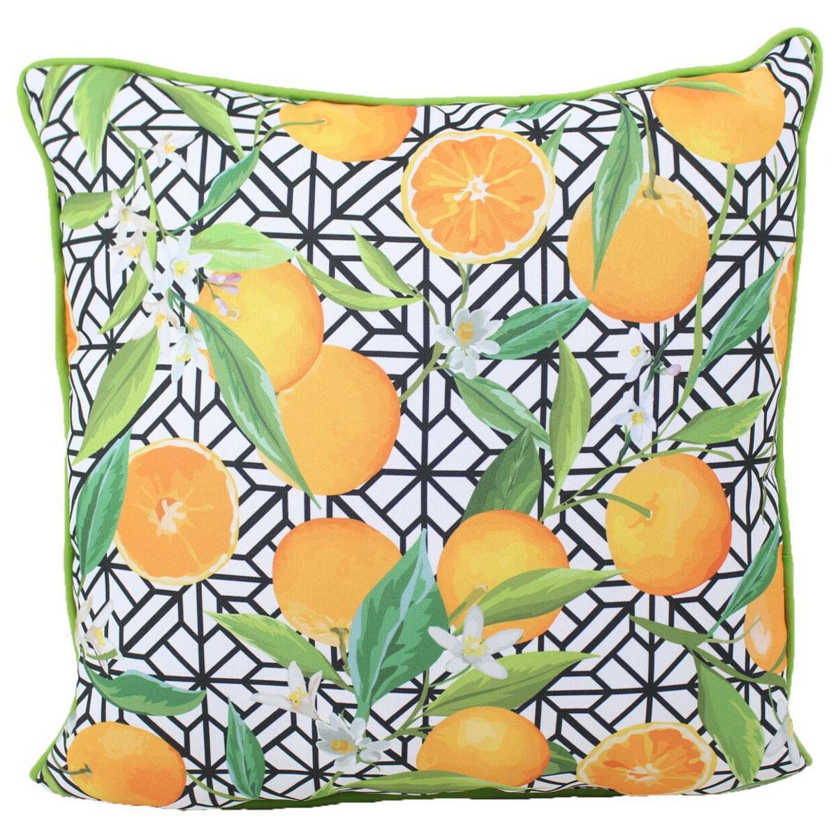 Orange Fruit Outdoor Throw Pillow W/ Piping By Lava Pillows - 18 X 18