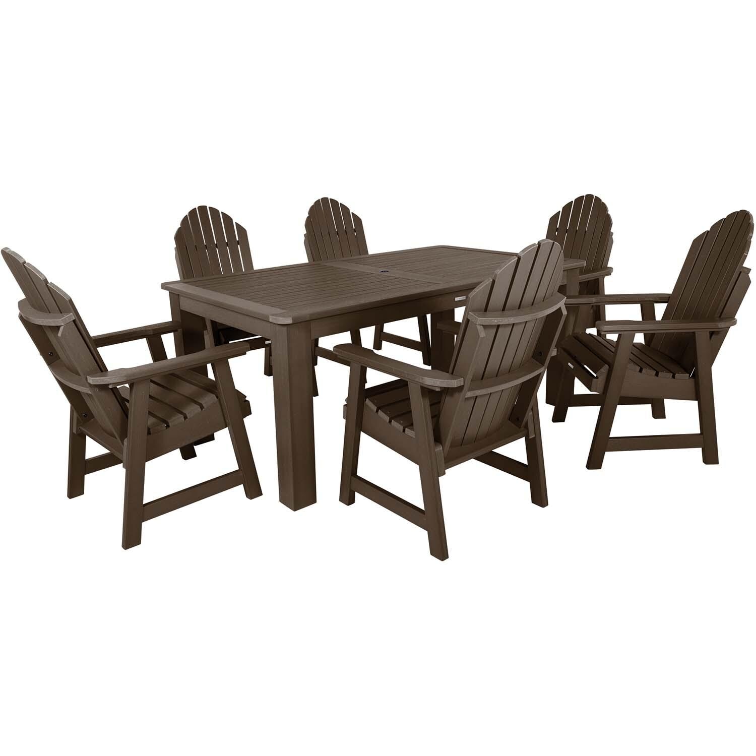 Hart Lane 7 Pc Rectangular Dining Set in Weathered Acorn By Lakeview Outdoor Designs - White Background thumbnail