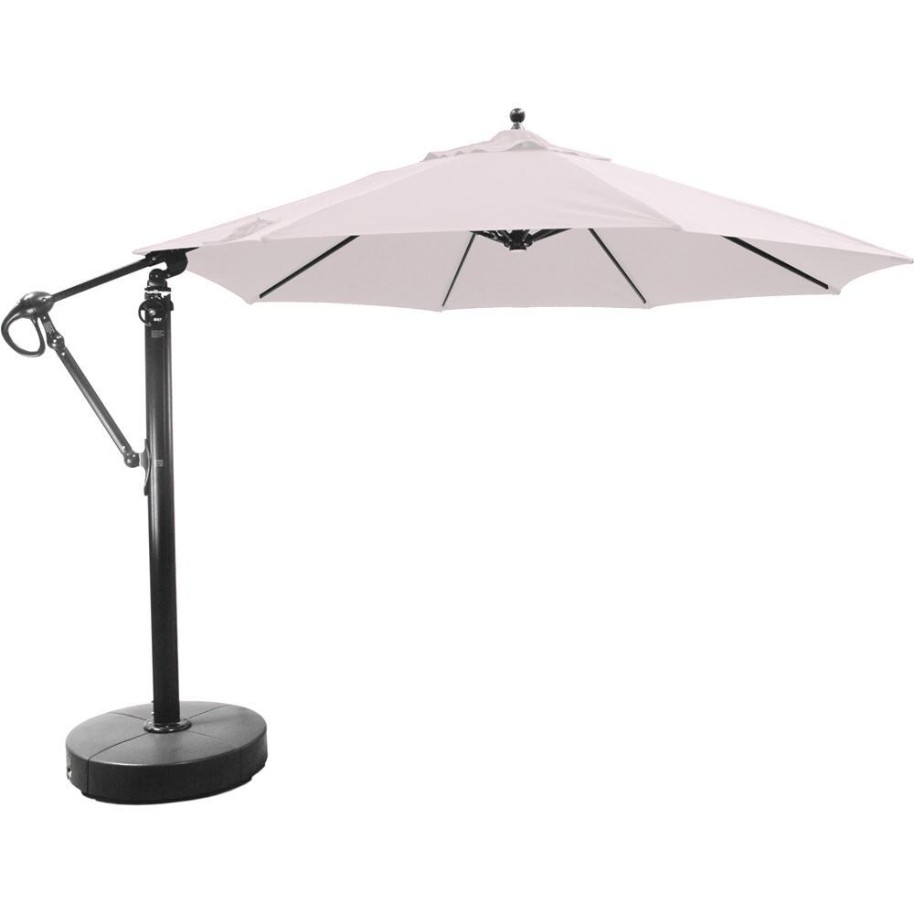Galtech 11 Ft. Octagonal Aluminum Patio Cantilever Umbrella W/ Easy Lift And Easy Tilt Wheel - Black Frame W/ Sunbrella Canvas Canvas Canopy