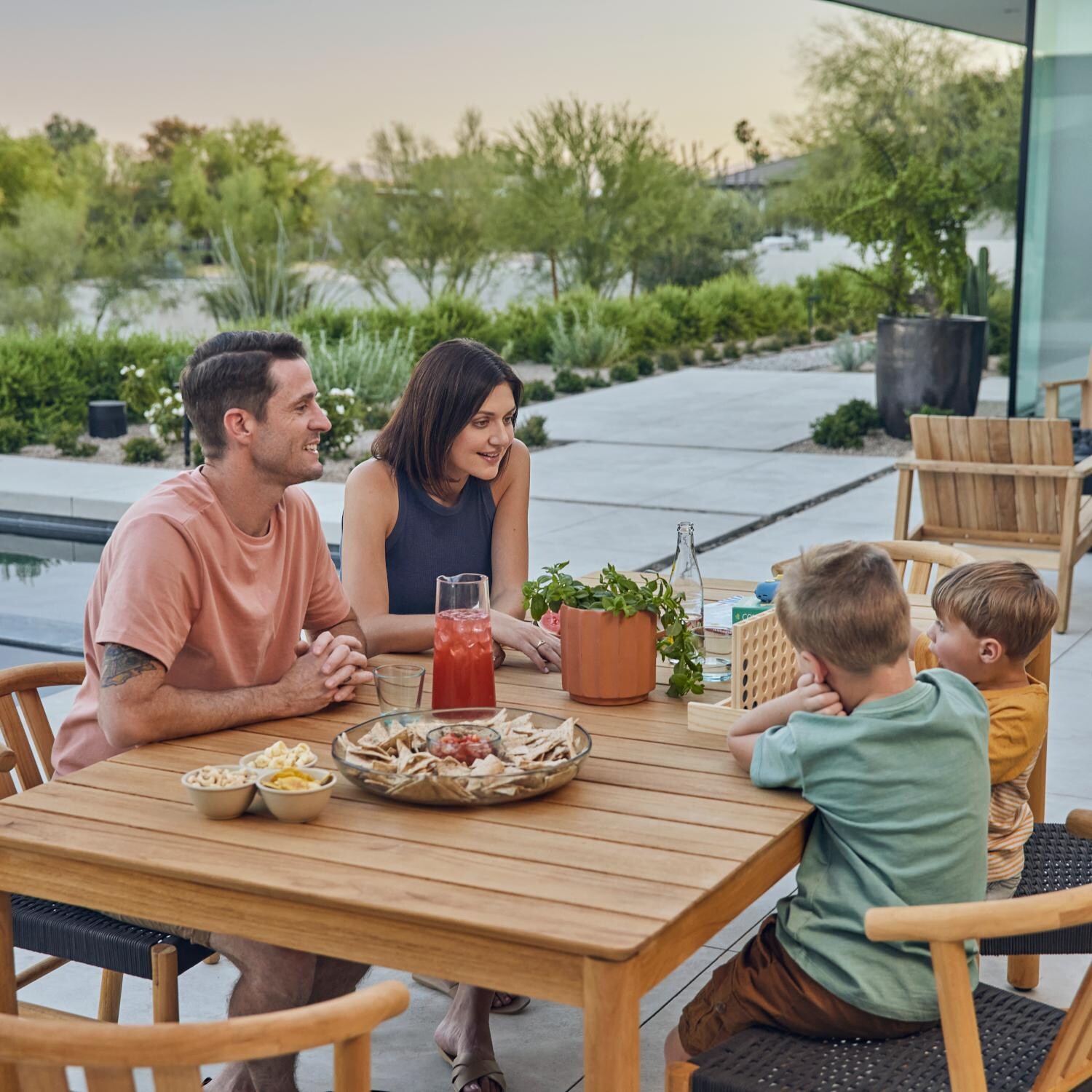 Neighbor HVN-RDT-SET 7 Piece Teak Rectangular Dining Set - Family Night thumbnail