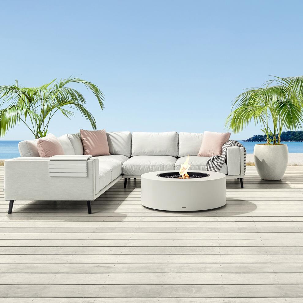 Ark 39 Inch Round Concrete Ethanol Fire Pit in Beige by EcoSmart Fire