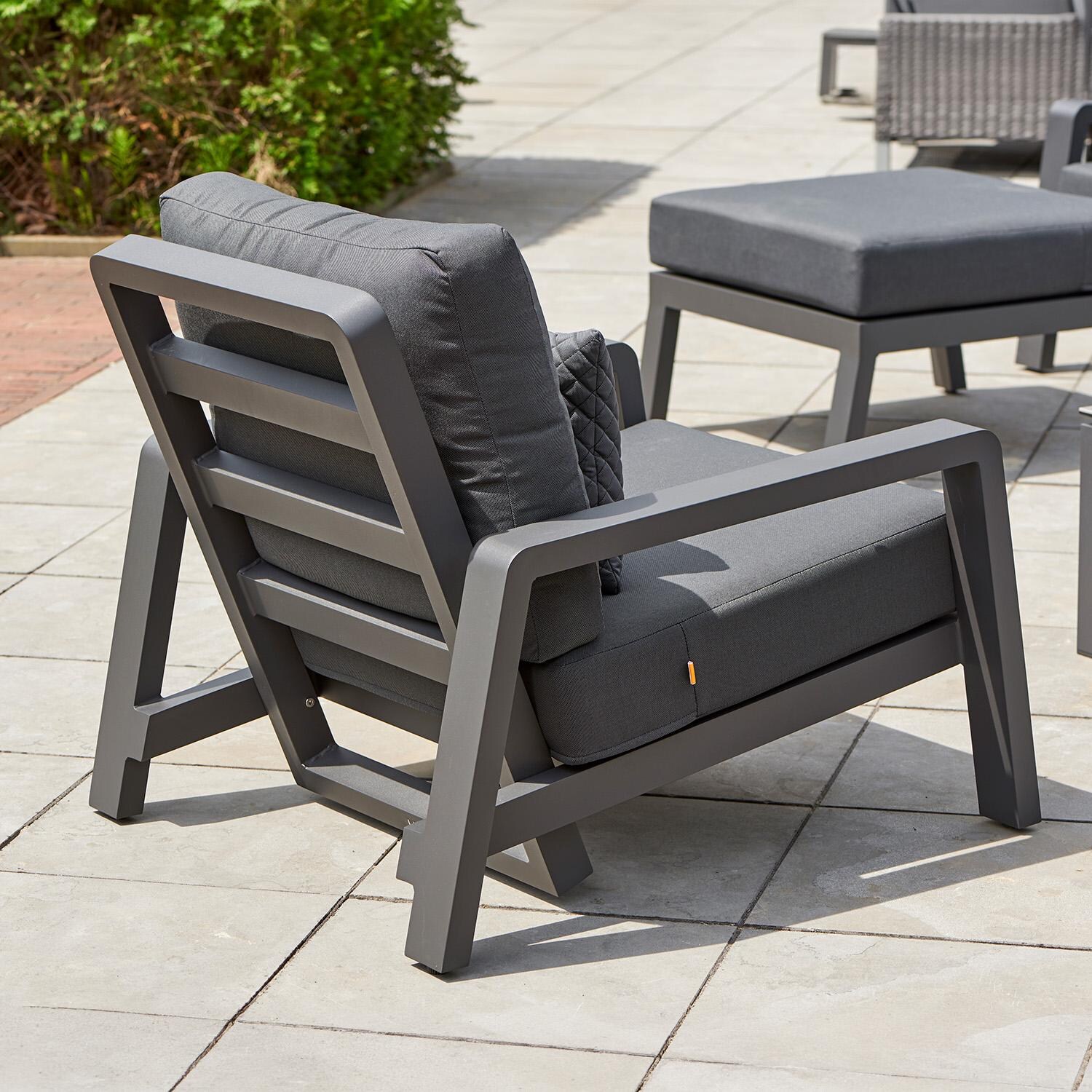 Boston Select 4 Pc Aluminum Reclining Lounge Set By KETTLER - Chair Angled - Lifestyle thumbnail