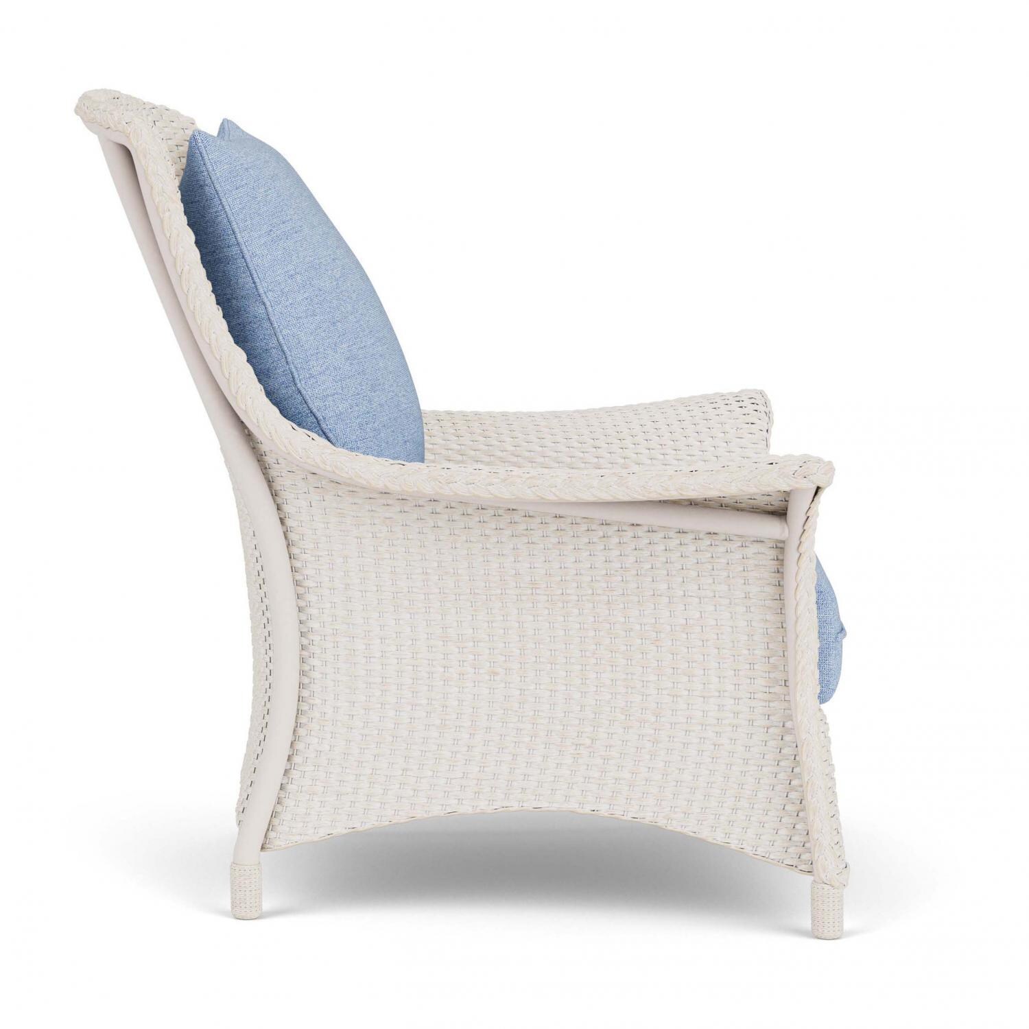 Lloyd Flanders Mandalay Lounge Chair in Antique White Finish with Demo Skyway Fabric - Side thumbnail