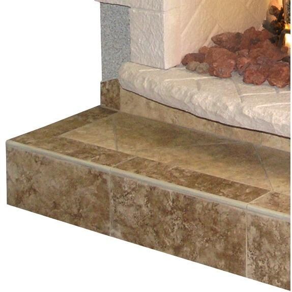 Cal Flame 48 Inch Outdoor Gas Fireplace Mantle Close-Up thumbnail