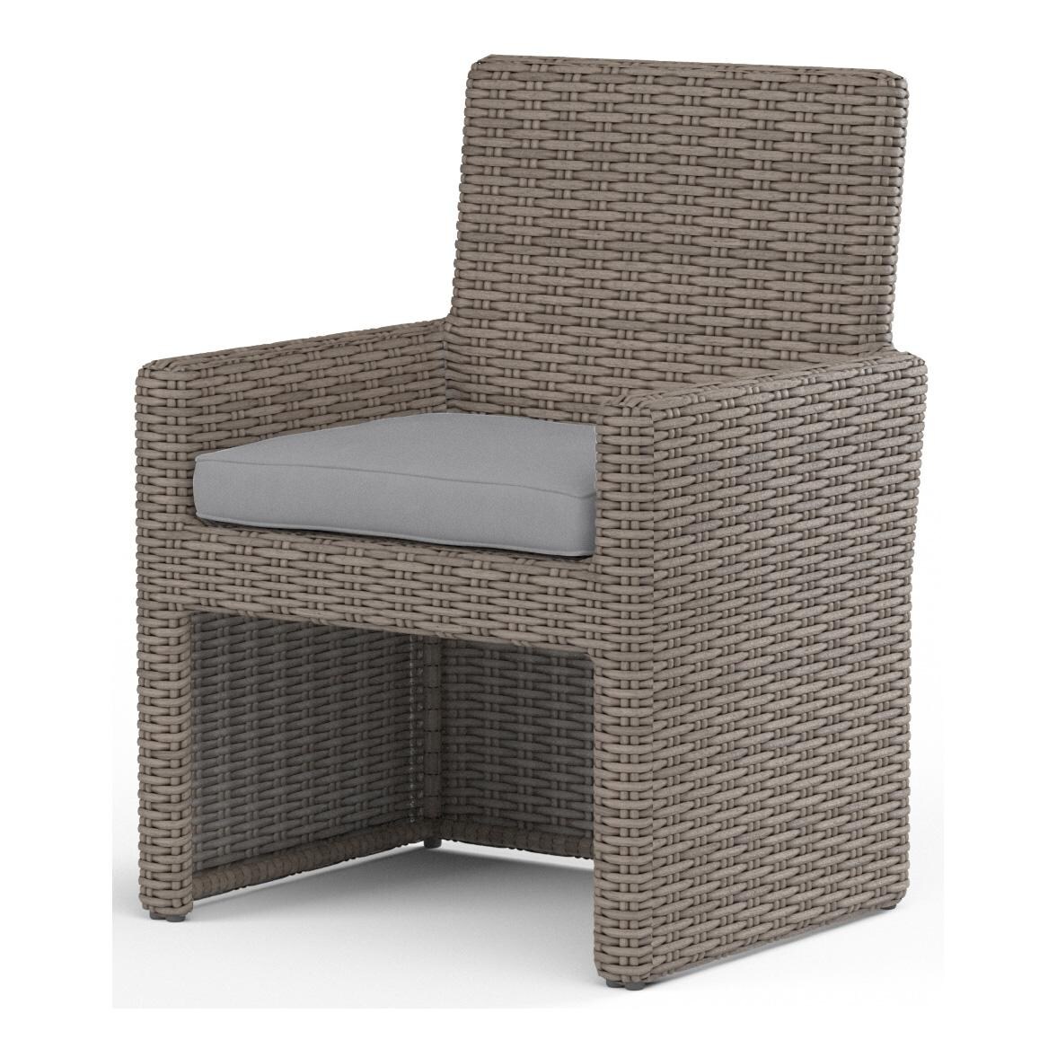 Coronado Wicker Dining Arm Chair in Driftwood/Canvas Granite by Sunset West - White Background thumbnail