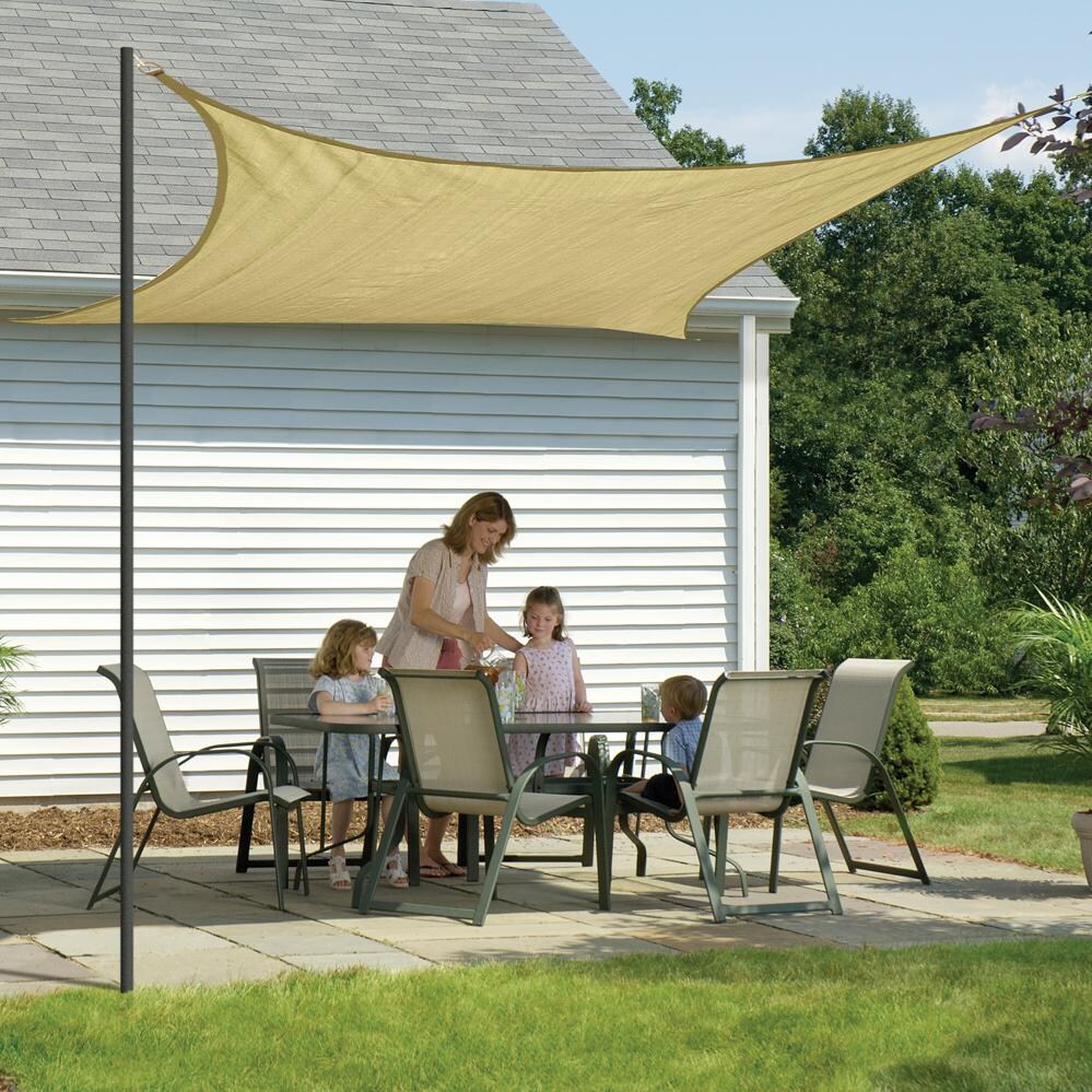 ShadeLogic Sun Shade Sail Heavy Weight 16 Foot Square - Sand Outdoor Dining Cover thumbnail