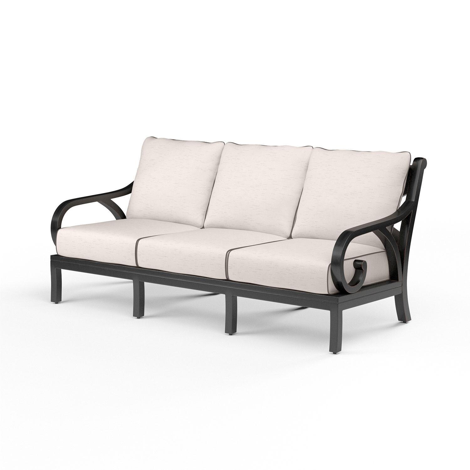 Monterey 3 Person Aluminum Patio Sofa in Canvas Natural w/ Self Welt By Sunset West