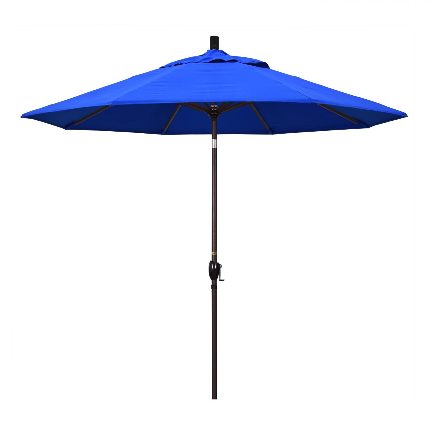 California Umbrella 9 Ft Octagonal Aluminum Push Button Tilt Patio Umbrella W/ Crank Lift & Aluminum Ribs - Bronze Frame / Sunbrella Canvas Pacific Blue Canopy thumbnail