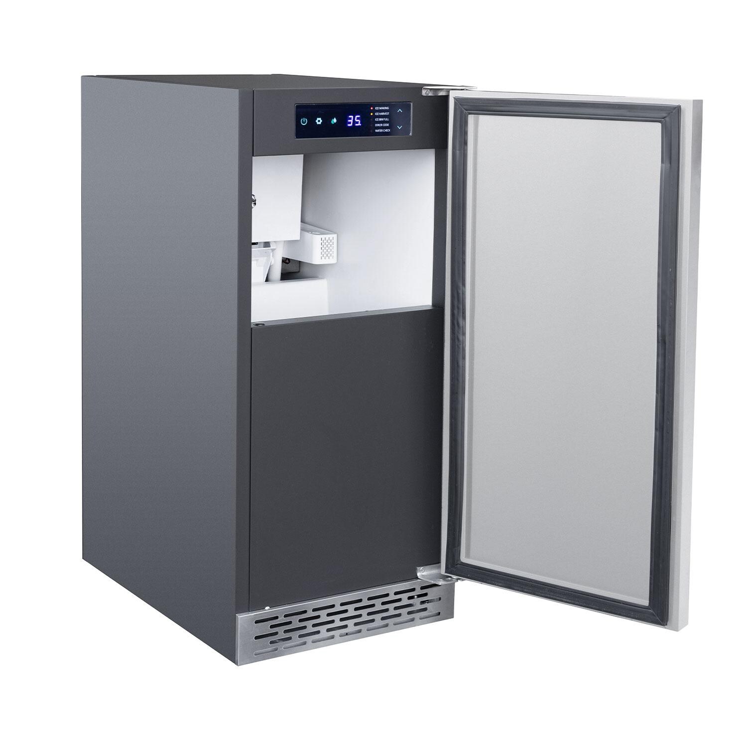 Summerset 15-in 55 Lb. Right Hinge Outdoor Ice Maker - Open - Side Angle - White Background thumbnail