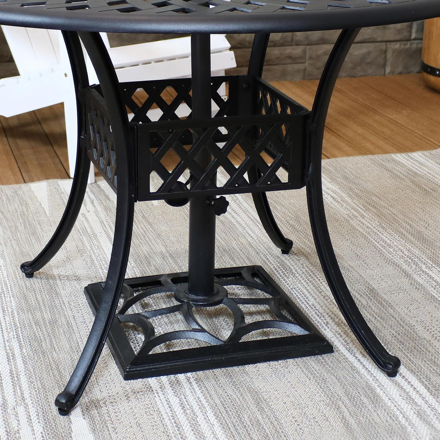 Ultimate Patio 17 Lb Classic Geometric Design Cast Iron Umbrella Base - Set Under Patio Table (Table Not Included) thumbnail