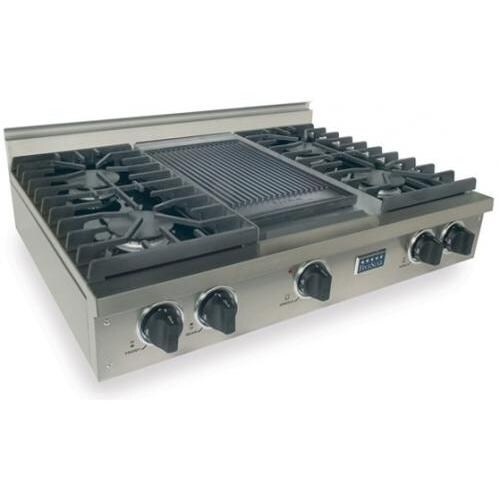 FiveStar Cooktops 36 Inch 4 Burner Natural Gas Cooktop With Griddle - Stainless Steel
