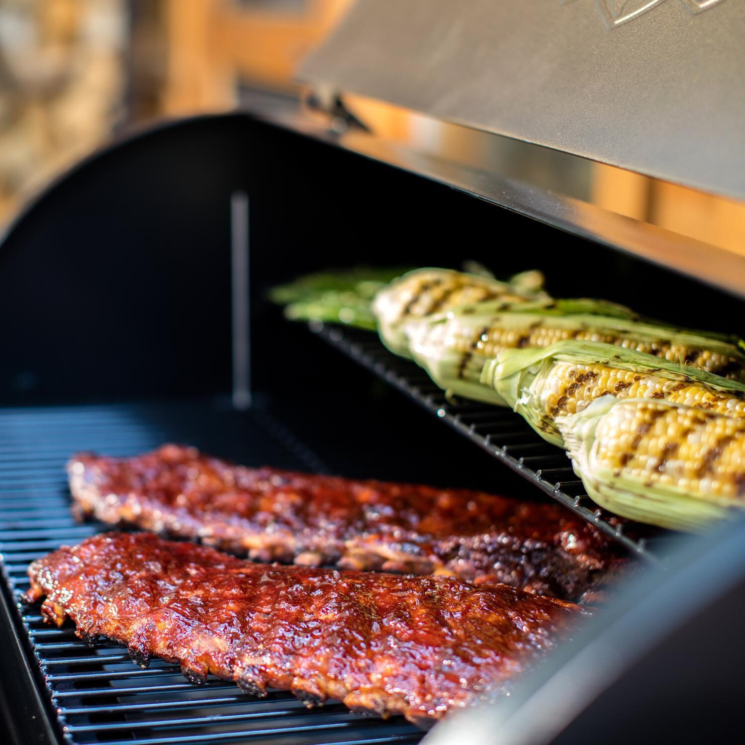 Traeger Pro Series 34 Bronze Pellet Grill On Cart - Shown with Food thumbnail