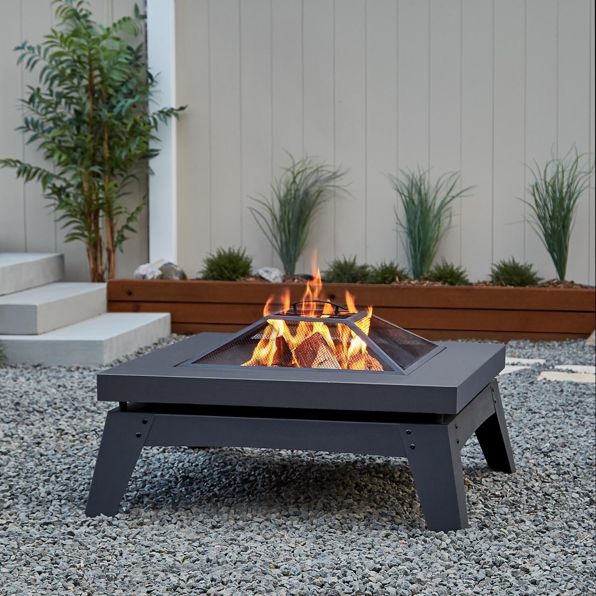 Ultimate Patio SC-940-GRY Estatewood 36-Inch Square Wood Burning Fire Pit - Gray - Lifestyle thumbnail