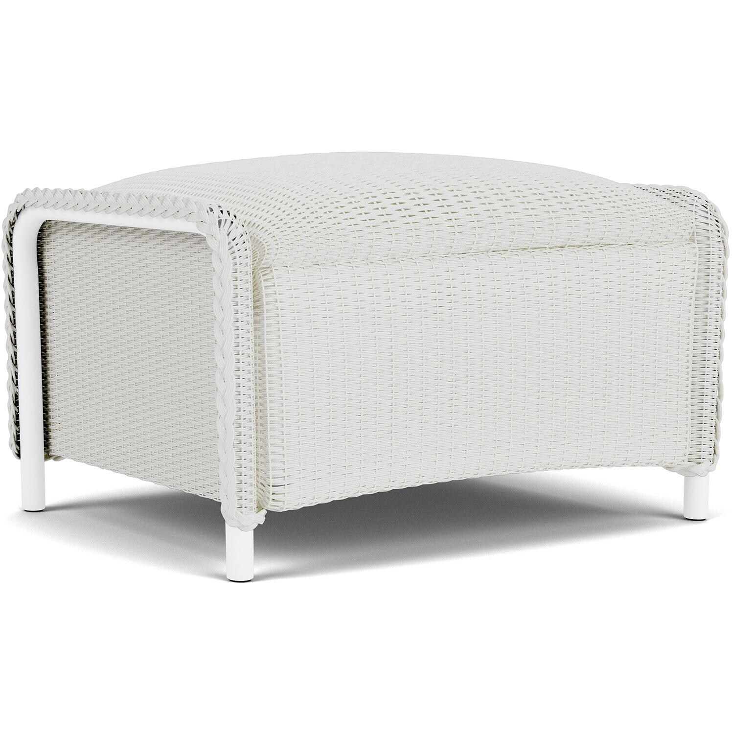 Lloyd Flanders Reflections Ottoman, Padded in Matte White Finish - Angled thumbnail