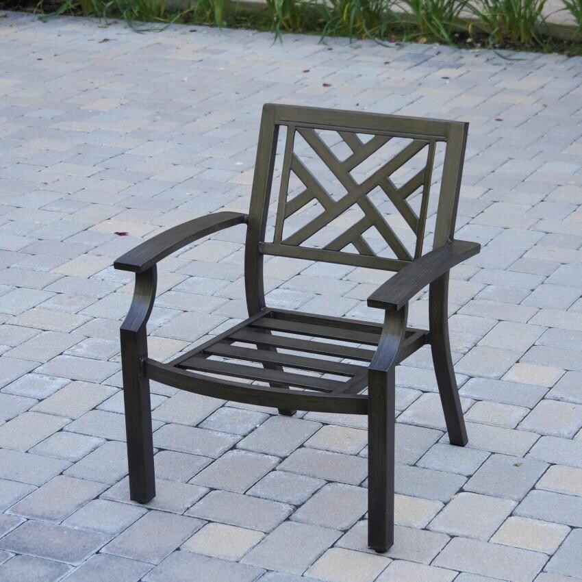 Darlee Brooklyn 9-Piece Patio Dining Set (with 7 Dining Chairs and 1 Bench) with Cushions and 59 X 88 Inch Rectangular Dining Table - Single Chair w/o Cushion - Lifestyle thumbnail