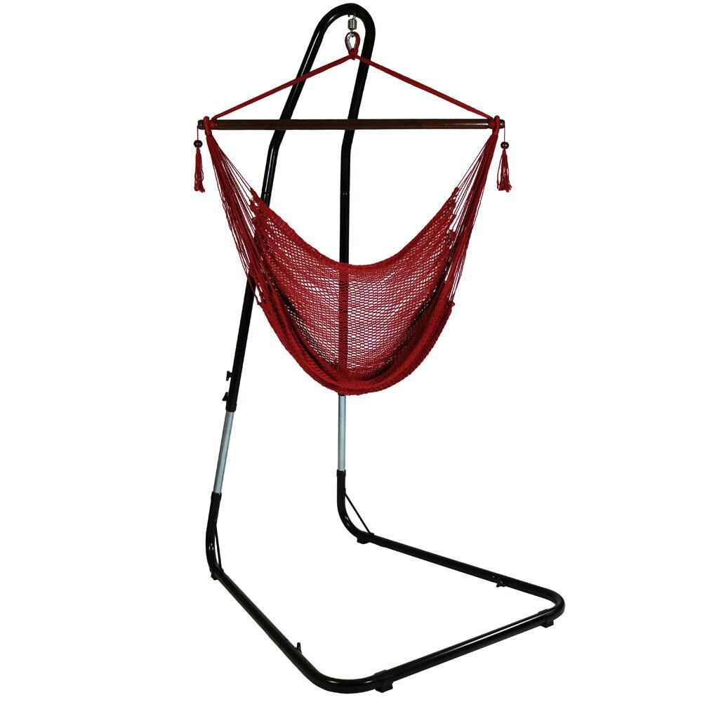 Ultimate Patio Extra Large Hanging Caribbean Hammock Chair w/ Adjustable Stand - Red thumbnail