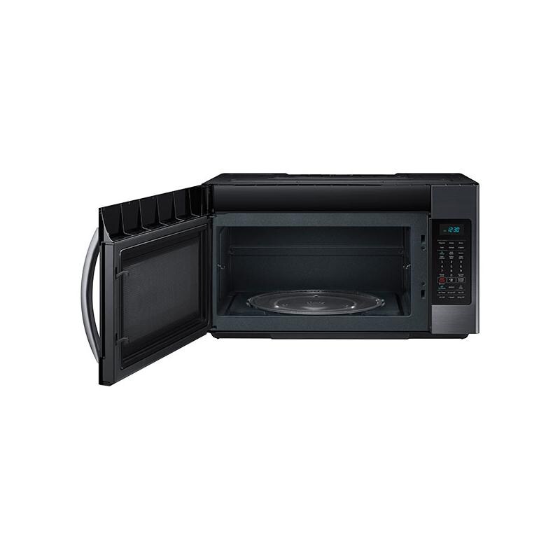 Samsung 30-Inch 1.8 Cu. Ft. Over-The-Range Sensor Microwave Oven - Black Stainless Steel - Open thumbnail