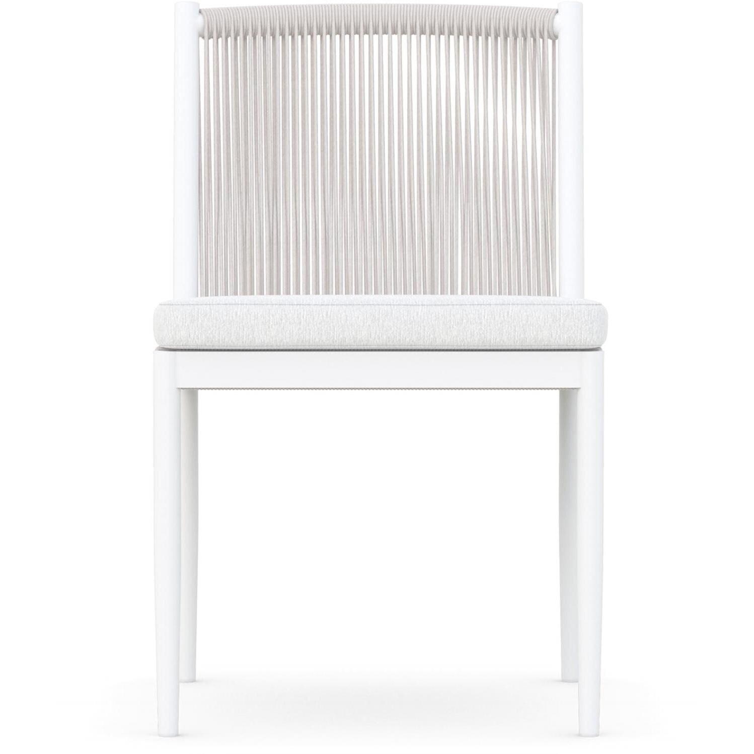 Azzurro Living Catalina Woven Rope Armless Dining Chair in Sand/Cloud - Front - White Background thumbnail