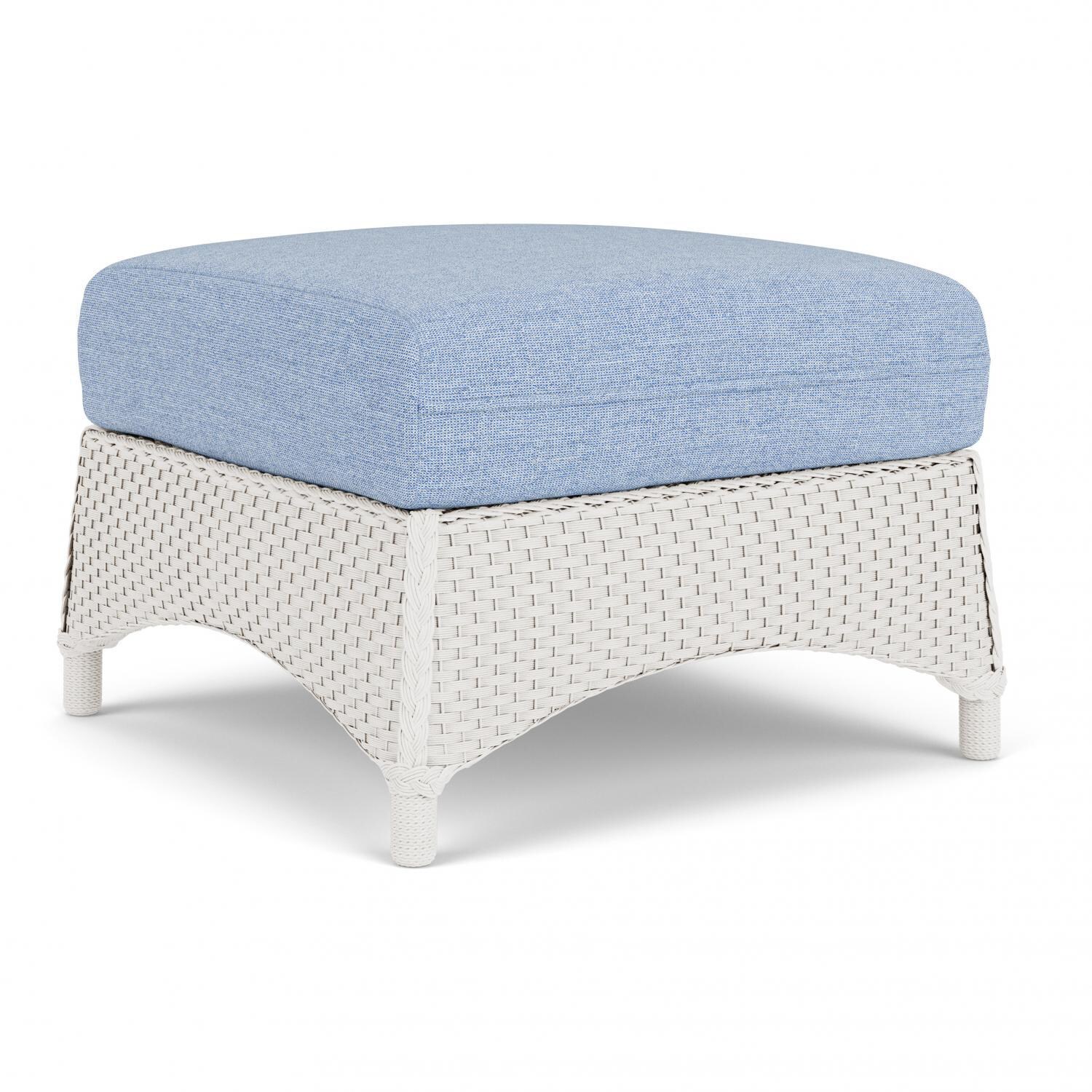 Lloyd Flanders Mandalay Ottoman in White Finish with Demo Skyway fabric - Angled thumbnail