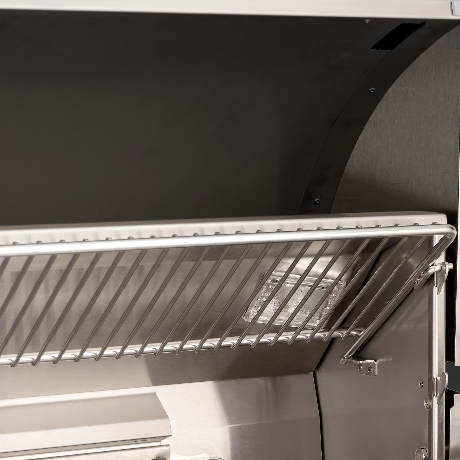 Fire Magic - H790I-8E1N-W - Echelon Black Diamond 36-Inch Built-In Natural Gas Grill W/ Magic View Window & Rotisserie - Warming Rack In Up Position