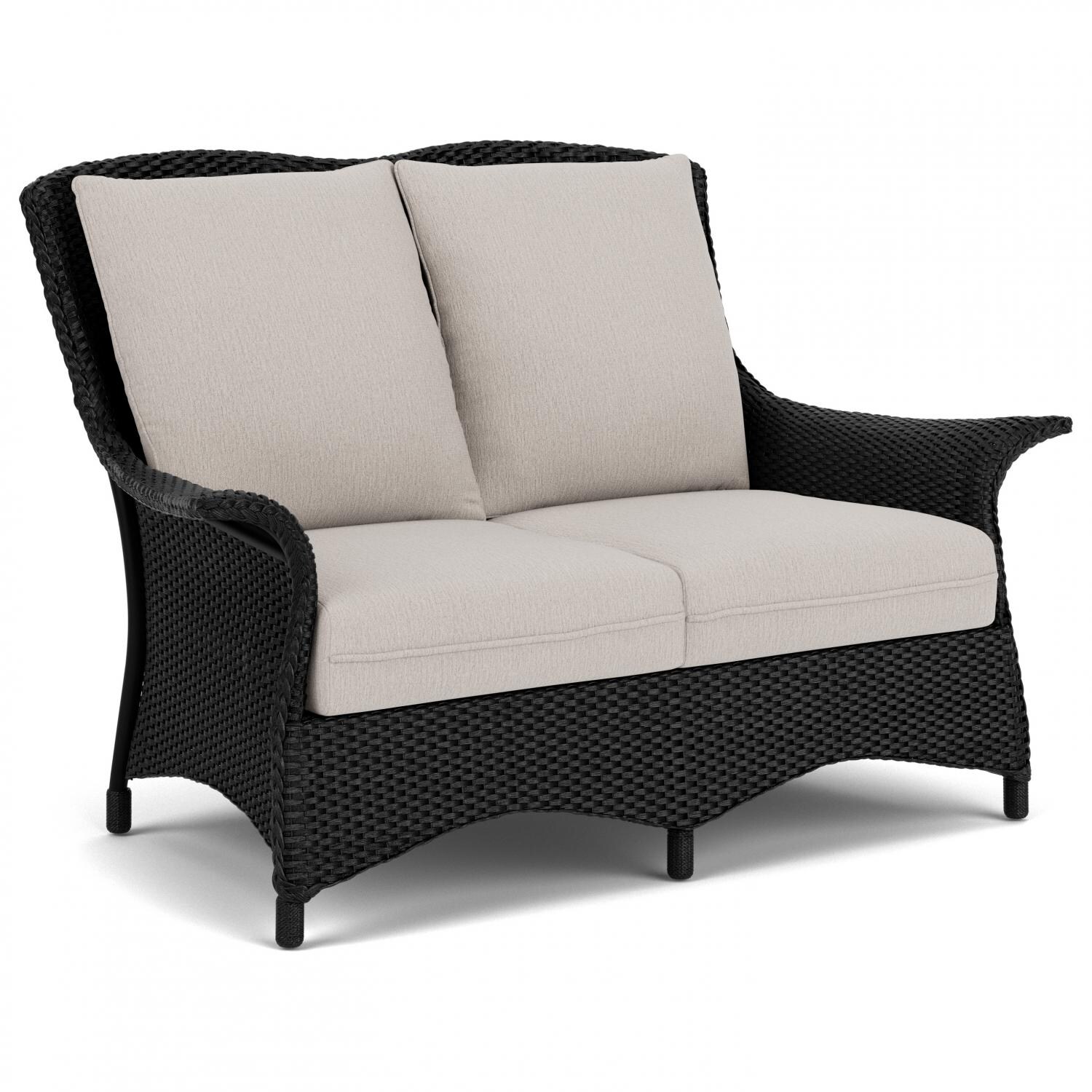 Lloyd Flanders Mandalay Loveseat in Ebony Finish with Remy Cloud fabric - Angled thumbnail