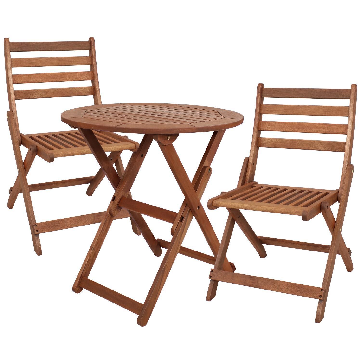 Ultimate Patio 3-Piece Meranti Folding Bistro Set W/ Round Table thumbnail