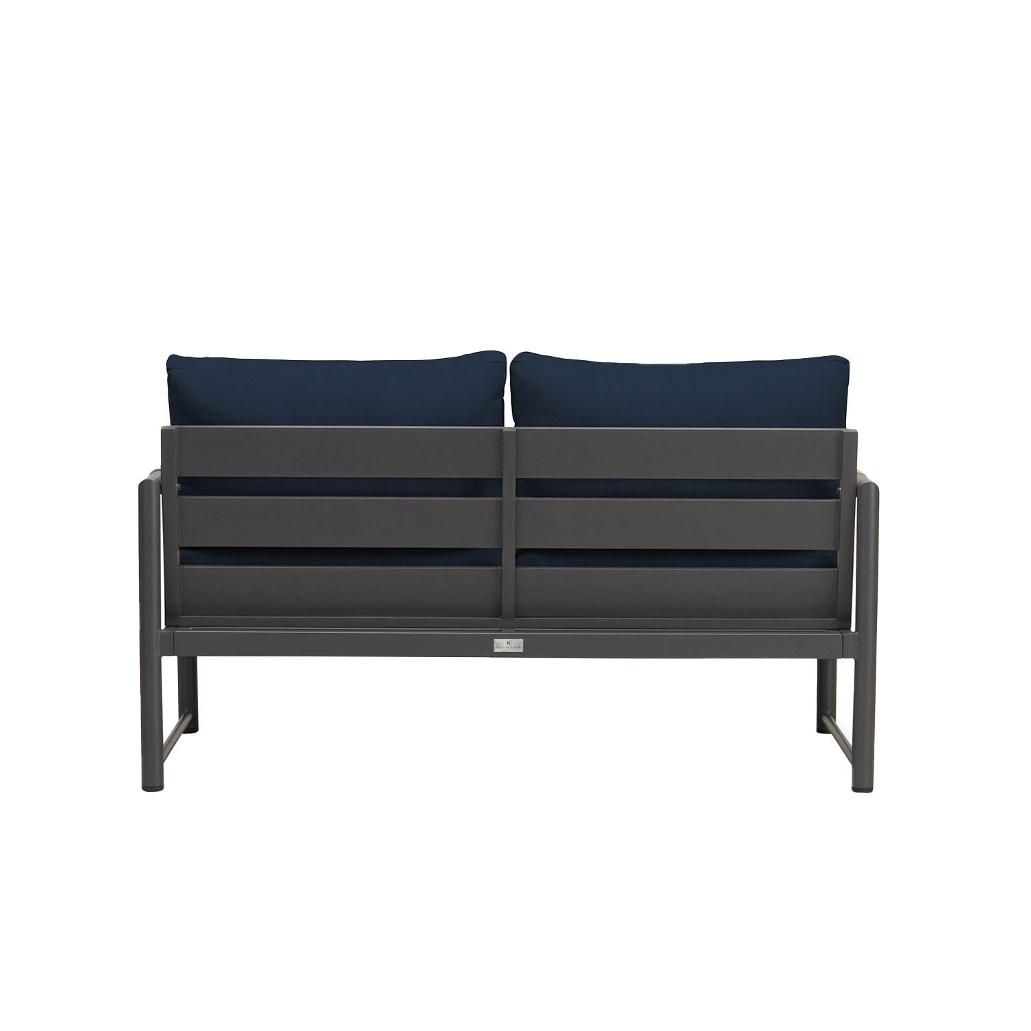 Lakeview AVEBAY-SL-PG-LS-IN Avenue Bay Slate/Pebble Gray Loveseat - Spectrum Indigo - Rear View - White Background thumbnail