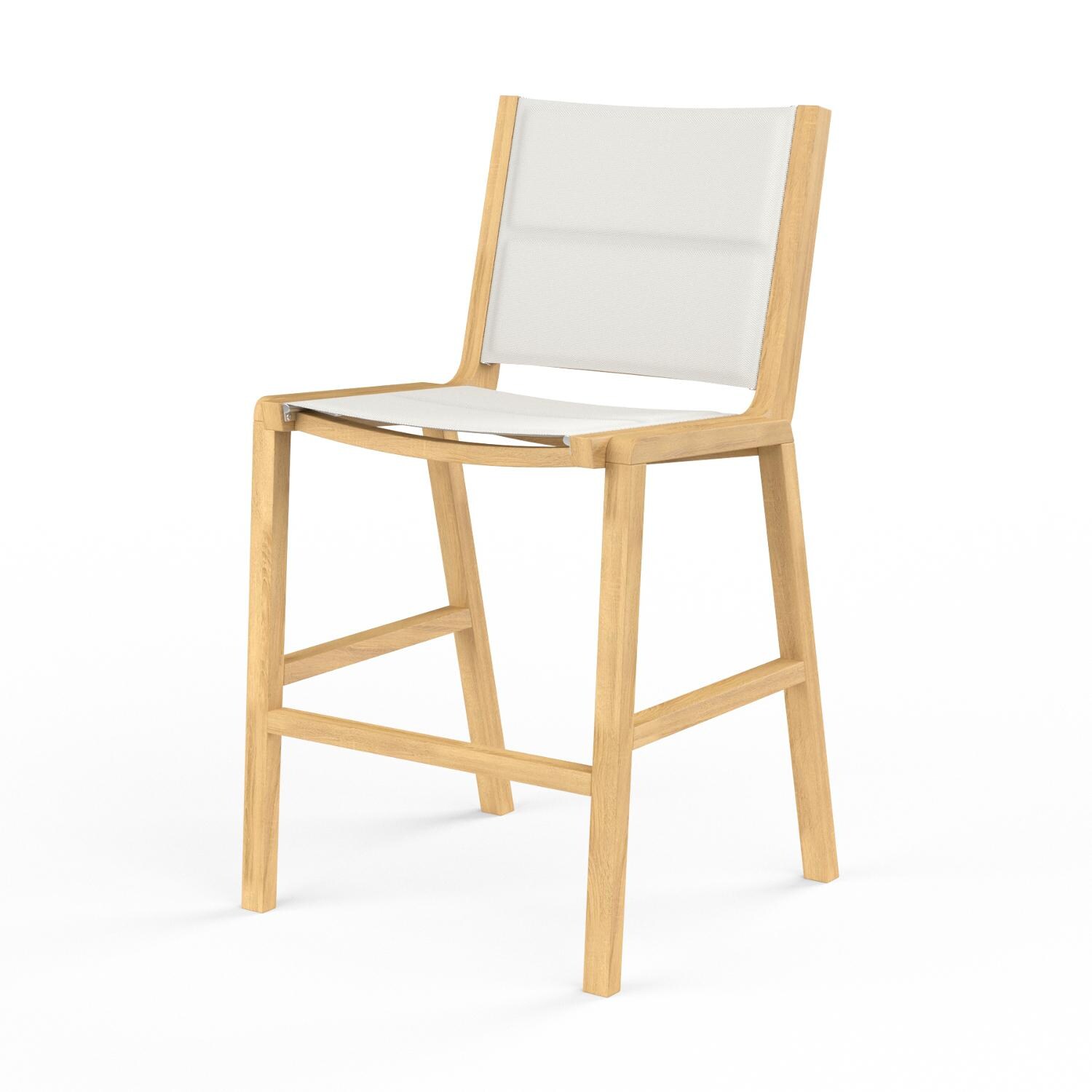 Sunset West - 5601-7B - Huntington Teak Armless Patio Sling Bar Stool W/ Padded Phifertex Frost Sling thumbnail