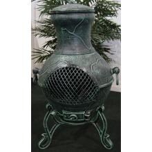 The Blue Rooster Etruscan Style Cast Aluminum Chiminea - Antique Green image