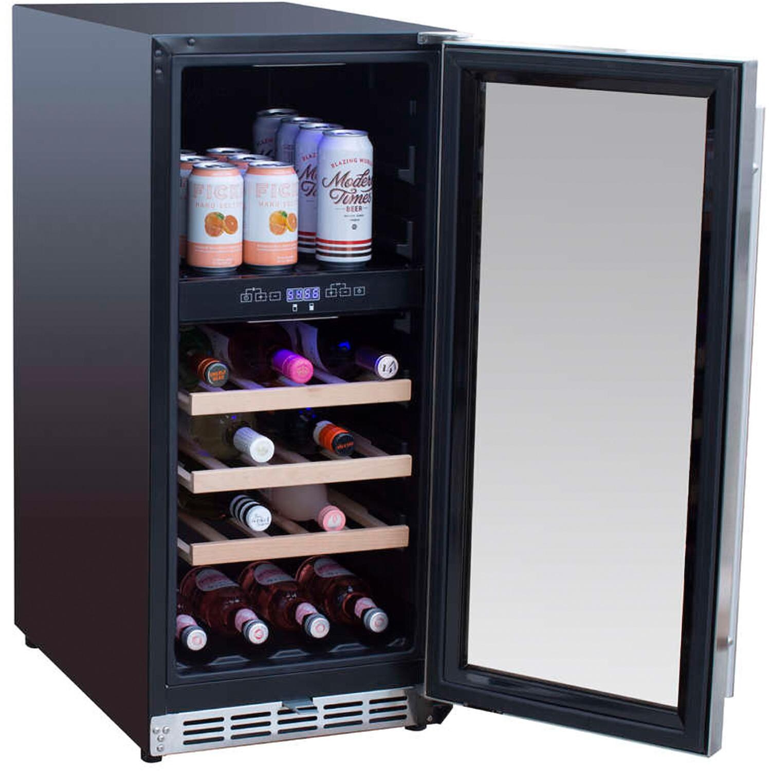 Summerset 15-Inch Outdoor Rated Dual Zone Wine Cooler - SSRFR-15WD - Angled View Open thumbnail