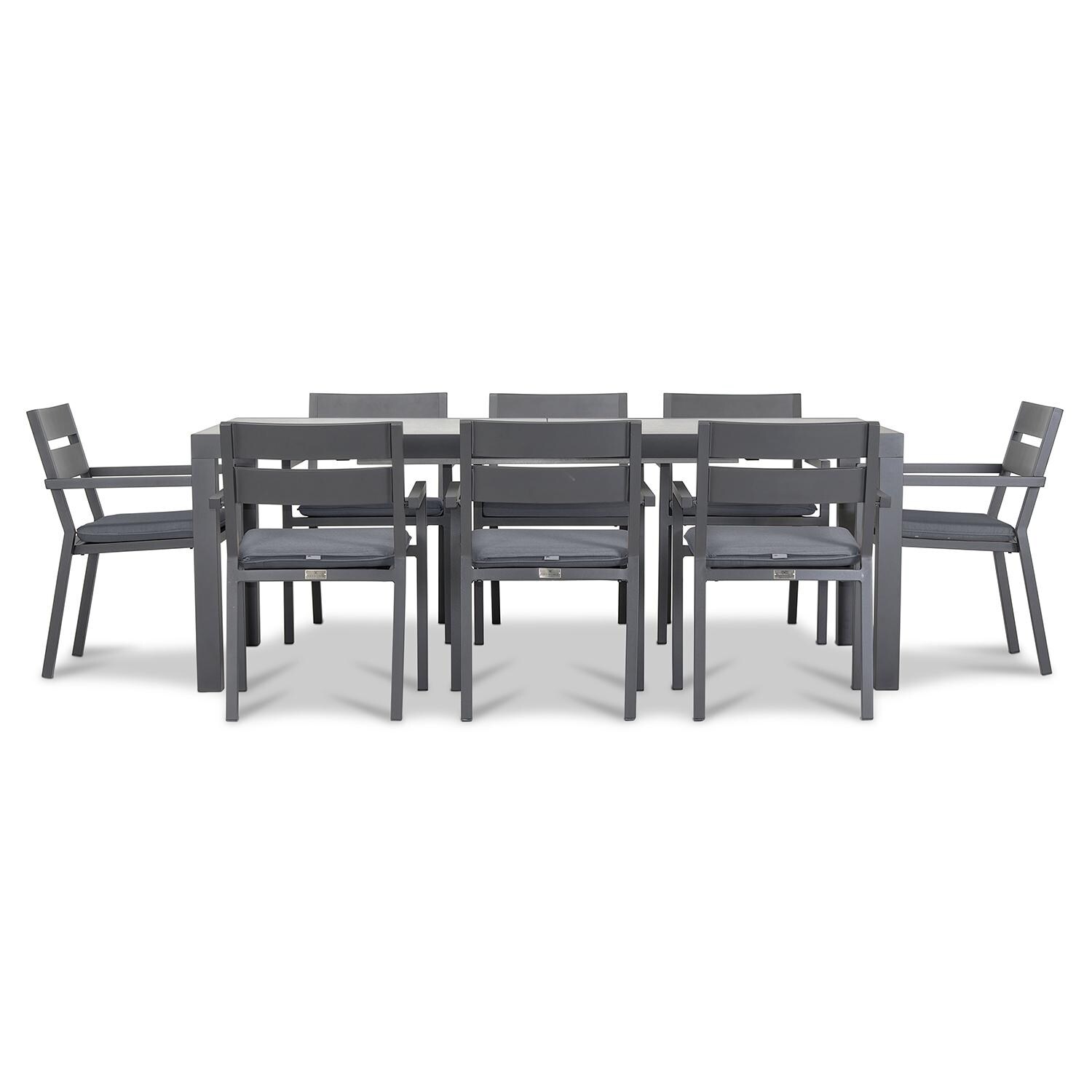 Calm Bay 9 Pc Extendable Dining Set in Slate/Concrete/Canvas Charcoal by Lakeview - White Background 3 thumbnail