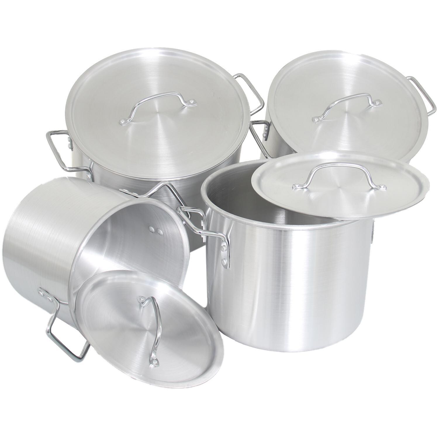 Cajun Cookware 4-Piece Aluminum Stock Pot Set - Open View thumbnail