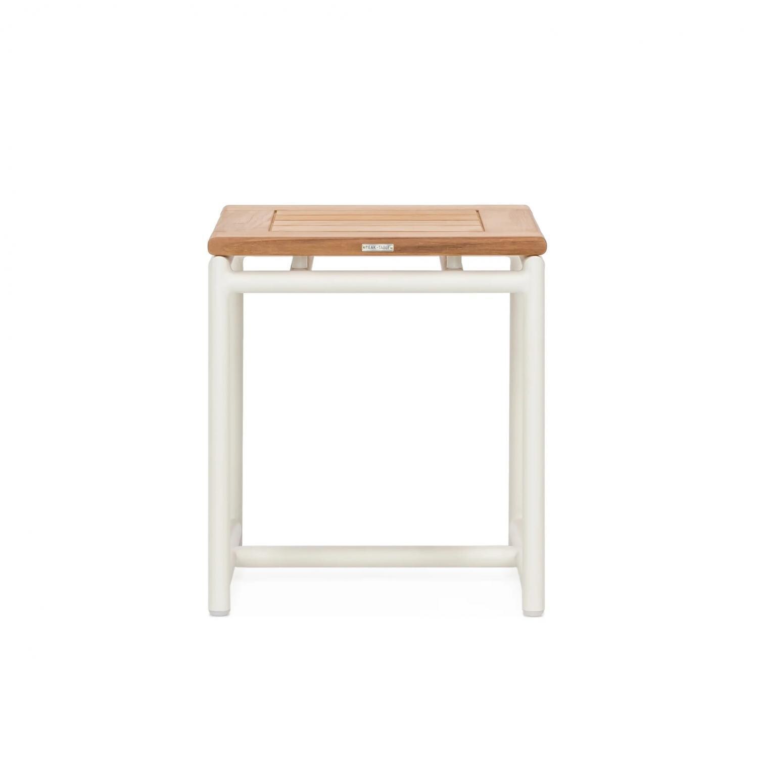 Teak + Table Barbados 18 Inch Square Side Table in Pearl - Top - White Background thumbnail