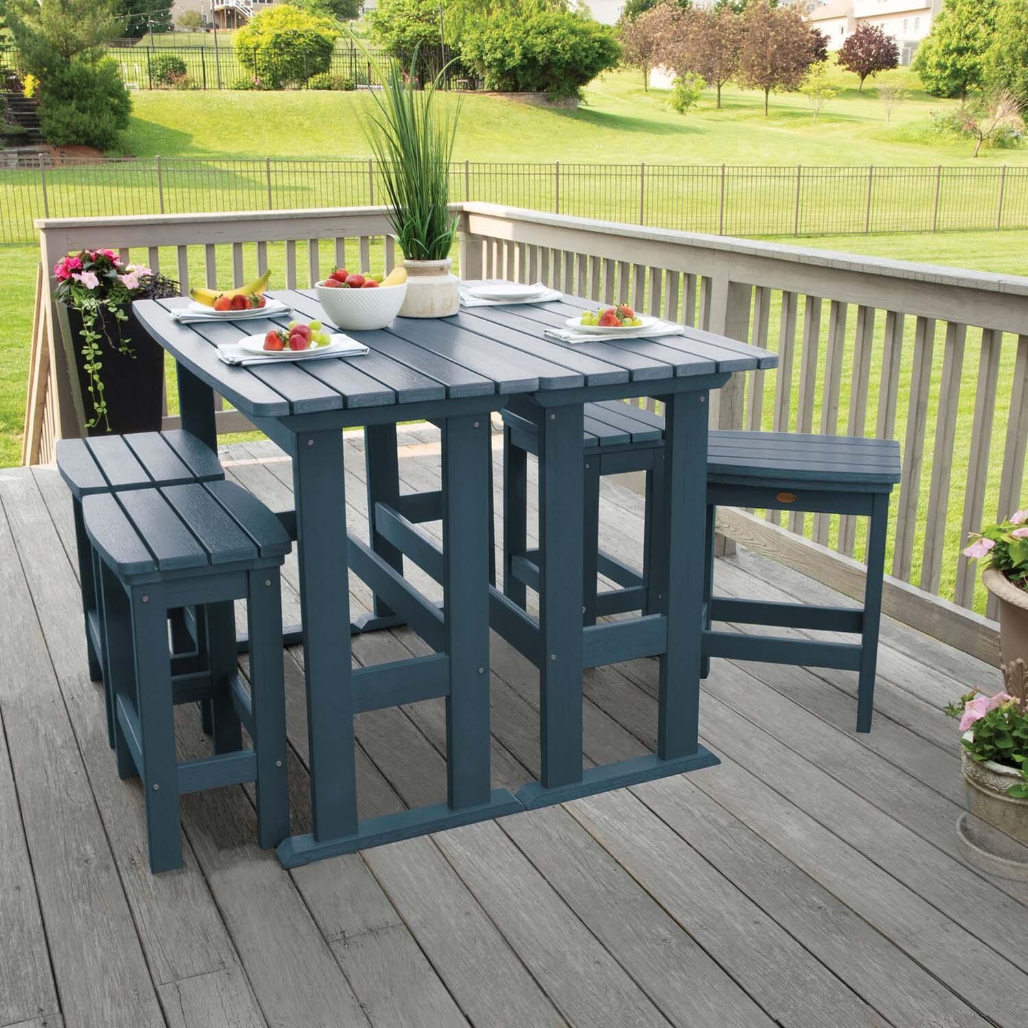 Hart Lane 6 Pc Recycled Plastic Counter Height Dining Set in Nantucket Blue By Lakeview - Lifestyle thumbnail