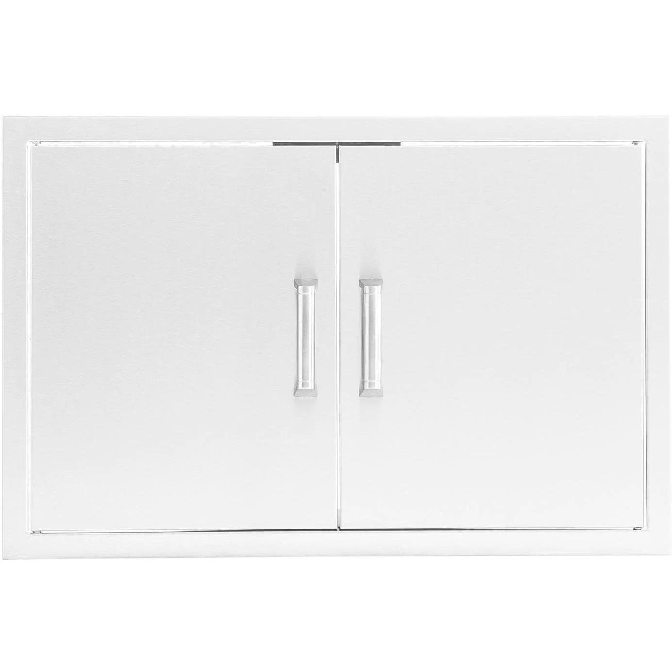 BBQGuys Signature 23 1/2 Inch Stainless Steel Double Access Door - Contempo Handle - White Background thumbnail