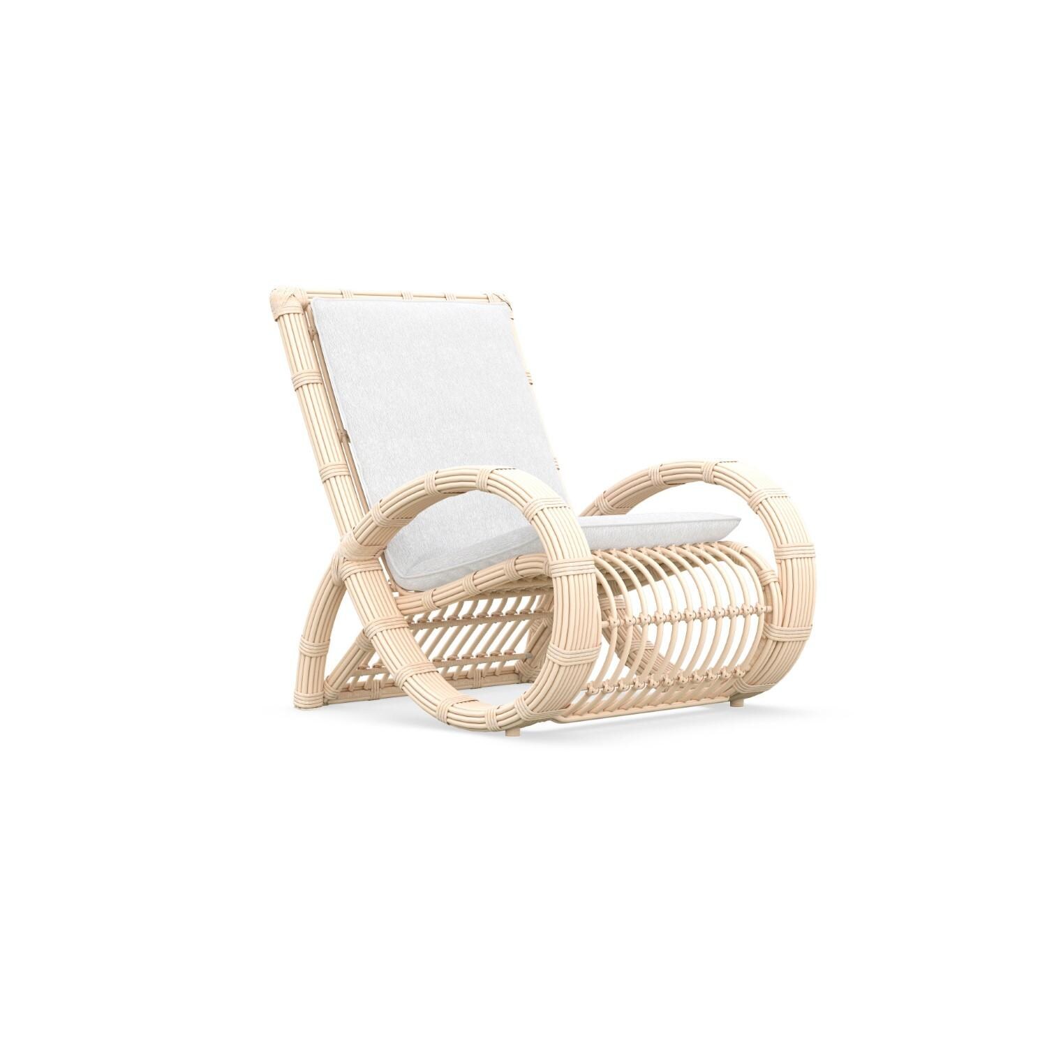 Azzurro Living PAL-W05S1-CU Paloma Wicker Club Chair in Almond/Cloud - Angled - White Background thumbnail