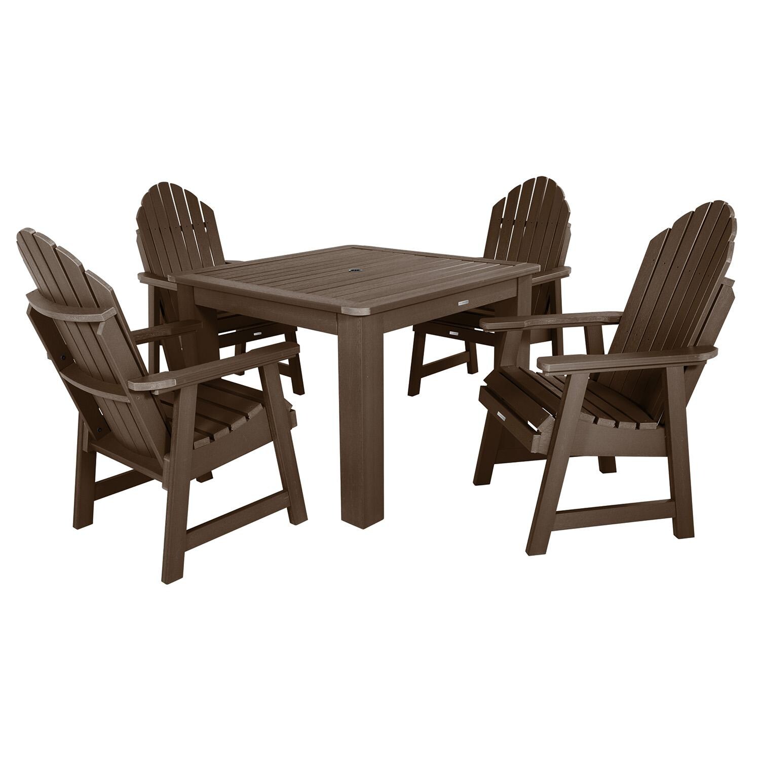 Dream Bay 5 Pc Square Dining Set in Weathered Acorn By Lakeview Outdoor Designs - White Background thumbnail