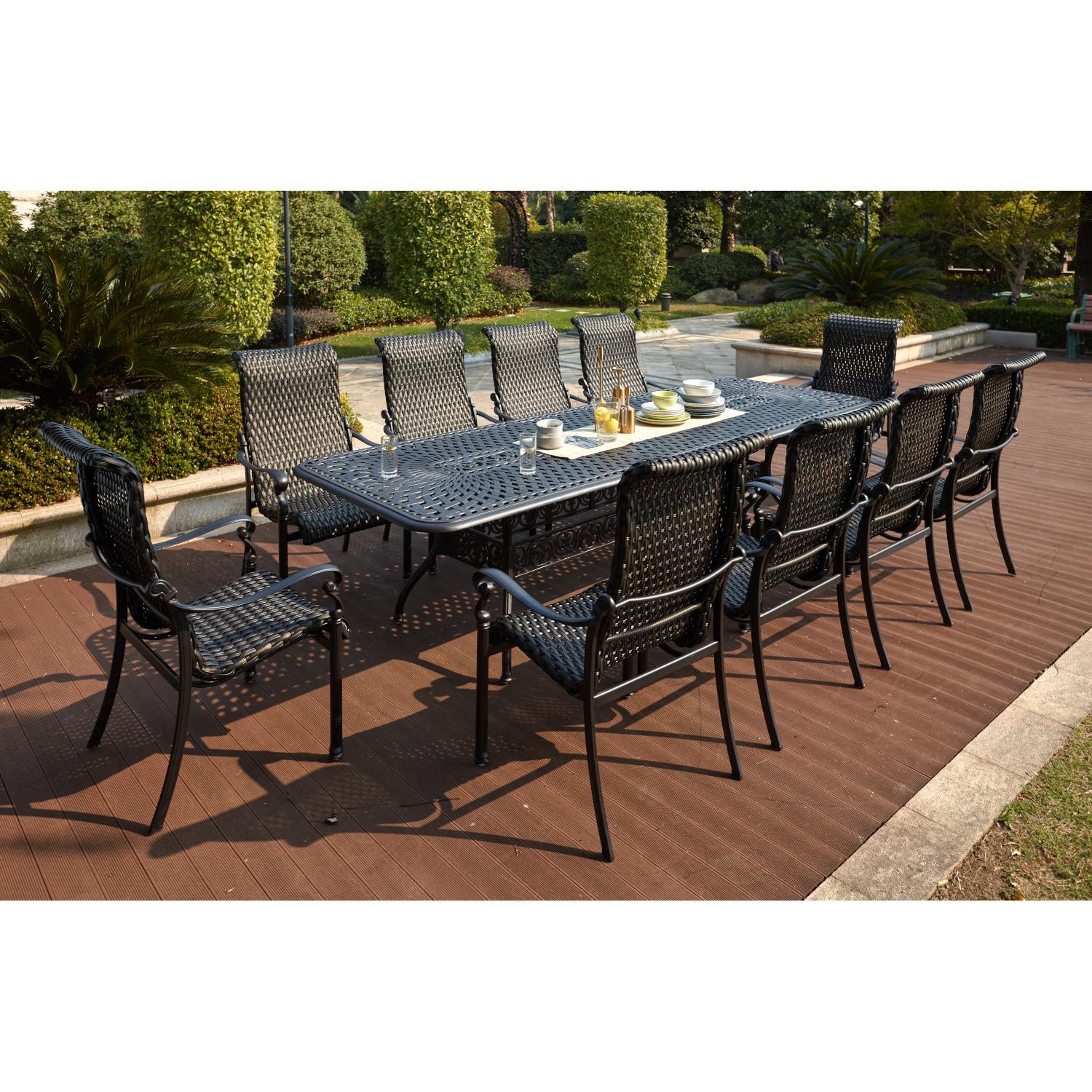 Darlee Victoria 11 Piece Resin Wicker Patio Dining Set W/ 92 X 42 Inch Rectangular Extension