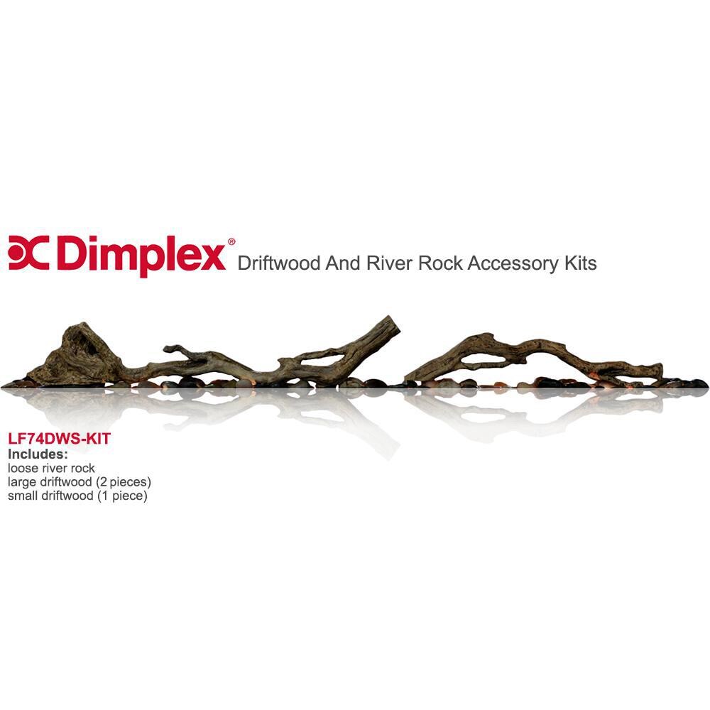 Dimplex - LF74DWS-KIT - Driftwood And River Rock Accessory Kit For 74-Inch Electric Fireplaces