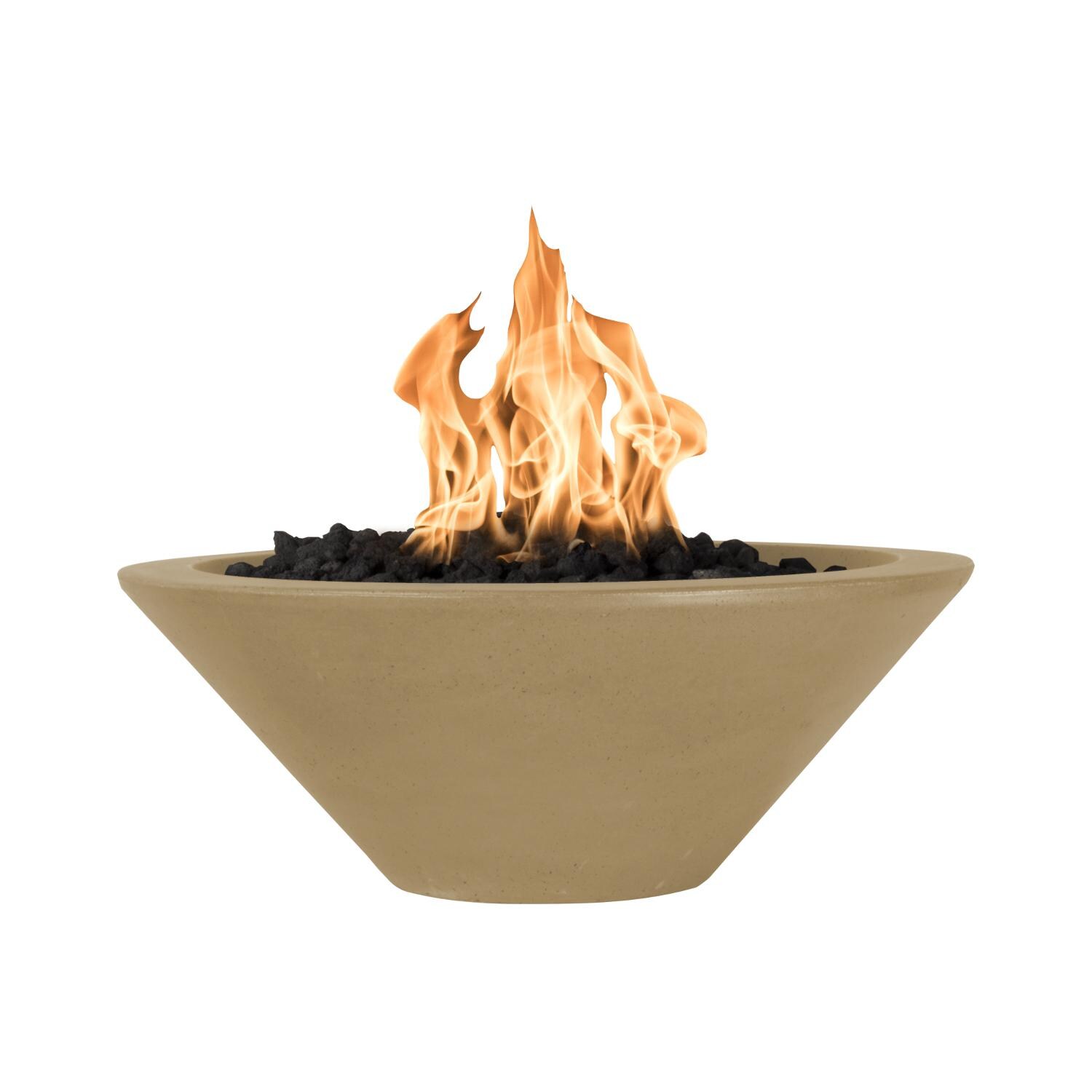 Cazo 24 Inch Round GFRC Propane Fire Pit w/ Key Valve in Brown by The Outdoor Plus