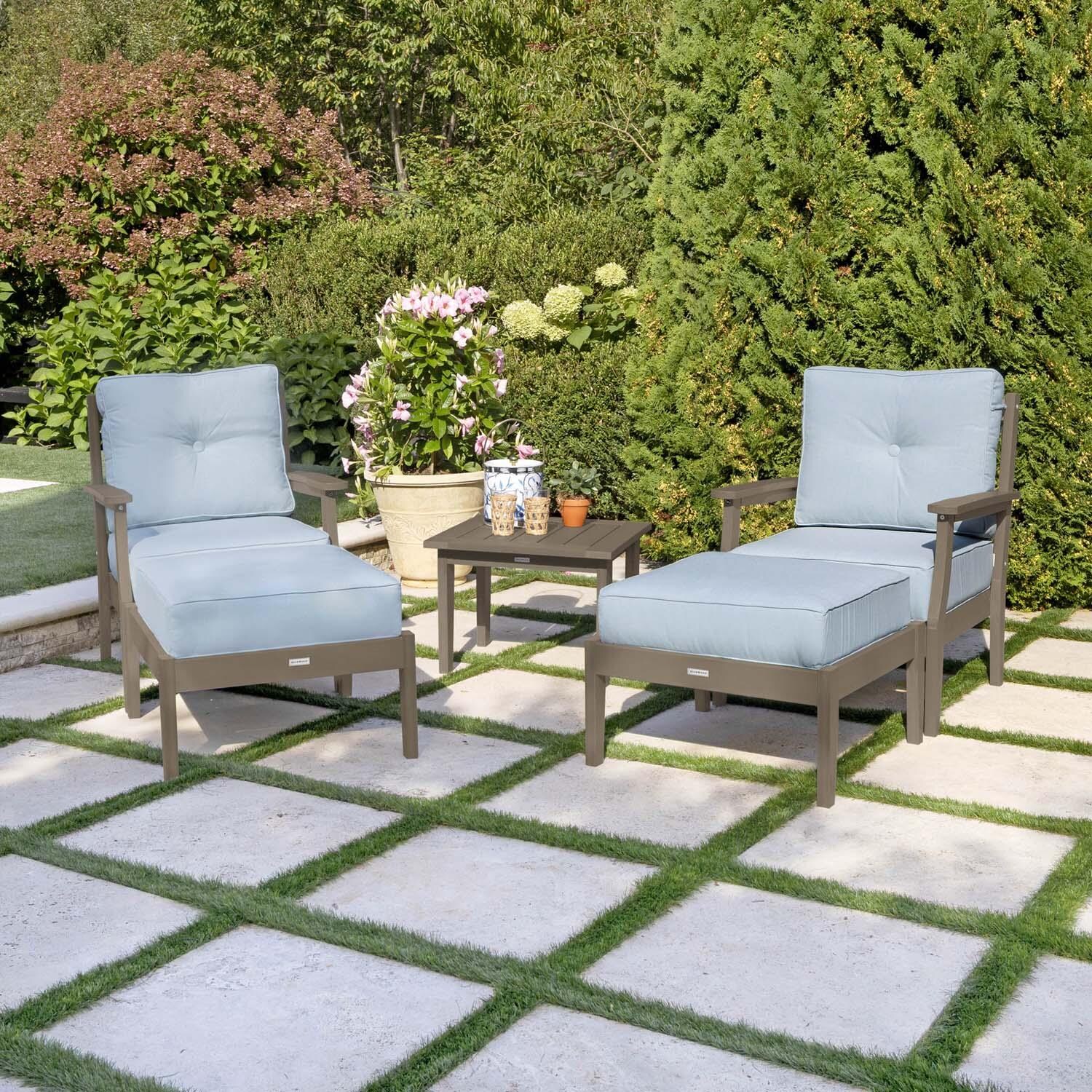 Blushing Bay 5 Pc Recycled Plastic Seating Set in Bliss Dew/Woodland Brown by Lakeview Outdoor Designs - Lifestyle thumbnail