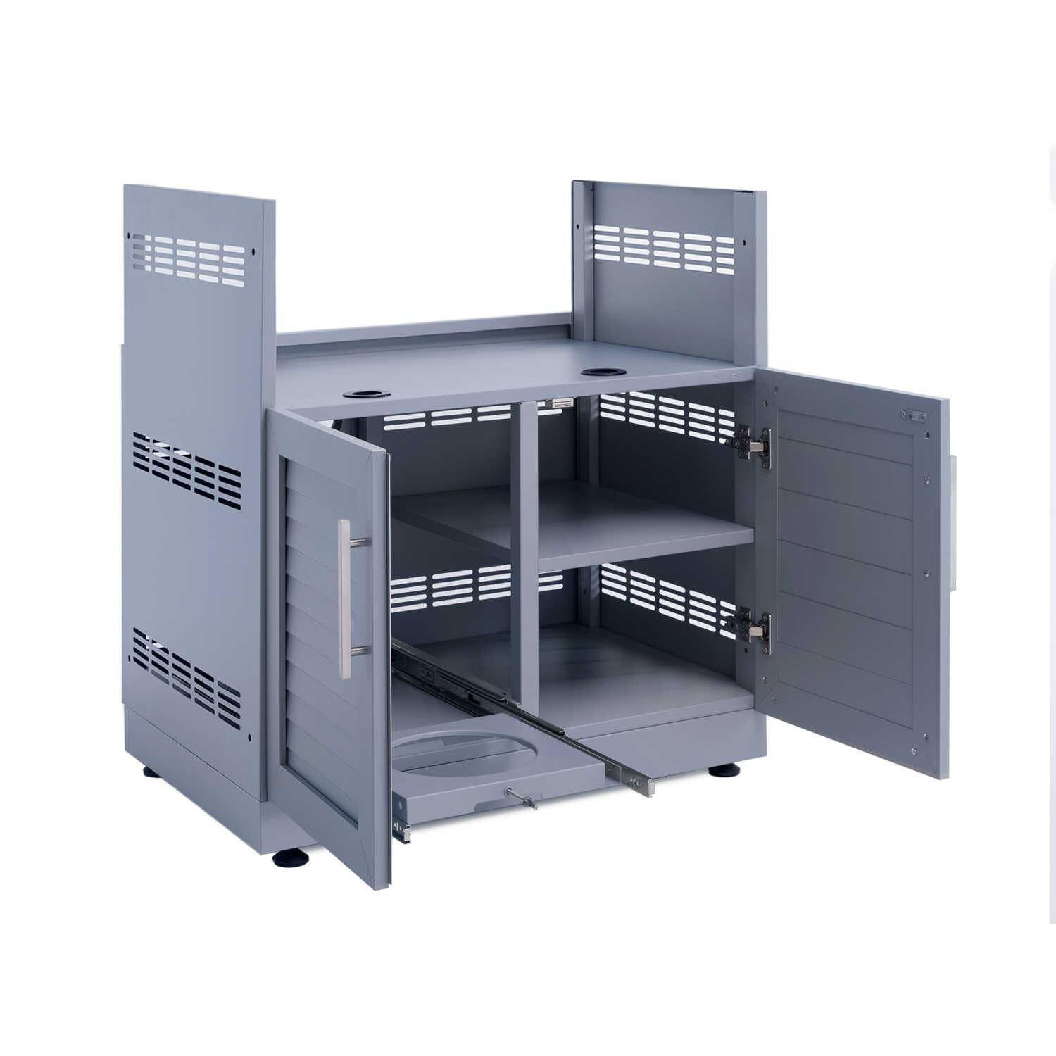 NewAge Outdoor Kitchen 33-Inch Aluminum Insert Grill Cabinet In Coastal Gray - Cabinet Interior View thumbnail