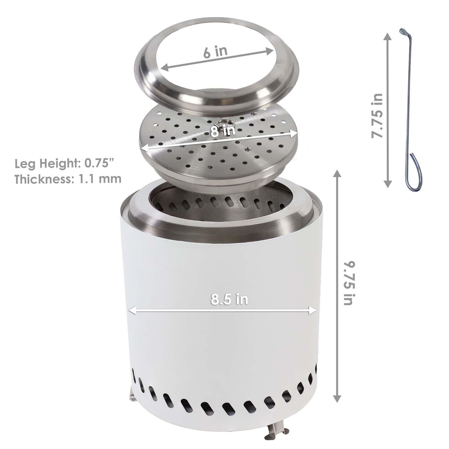 9 Inch Tabletop Smokeless Wood Burning Fire Pit in White By Ultimate Patio - Dimensional thumbnail