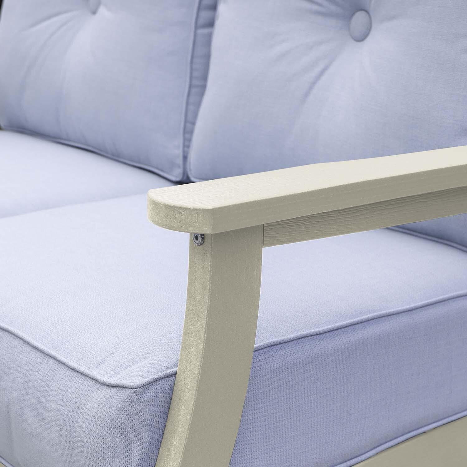 Blushing Bay 2 Person Recycled Plastic Loveseat in Bliss Dew/Whitewash by Lakeview Outdoor Designs - Detail thumbnail